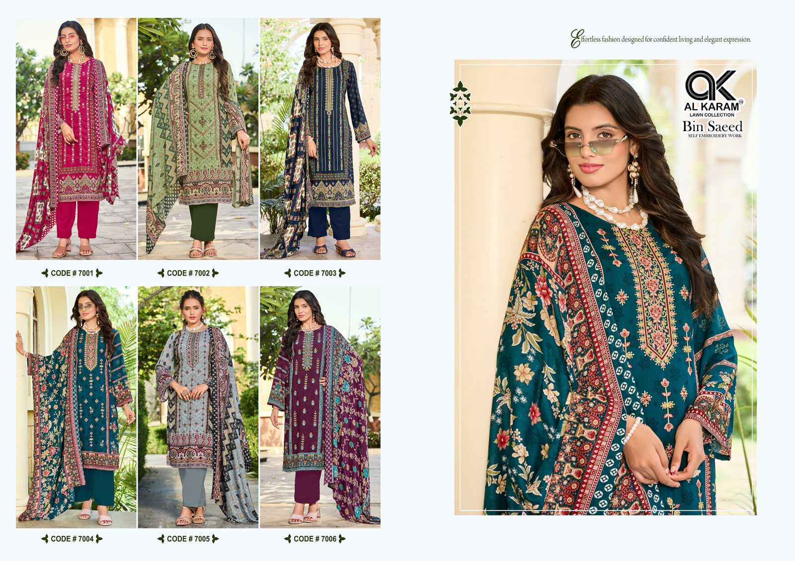 Al Karam Bin Saeed Vol-7 Viscose Reyon Dress Material (6 pcs Catalogue)