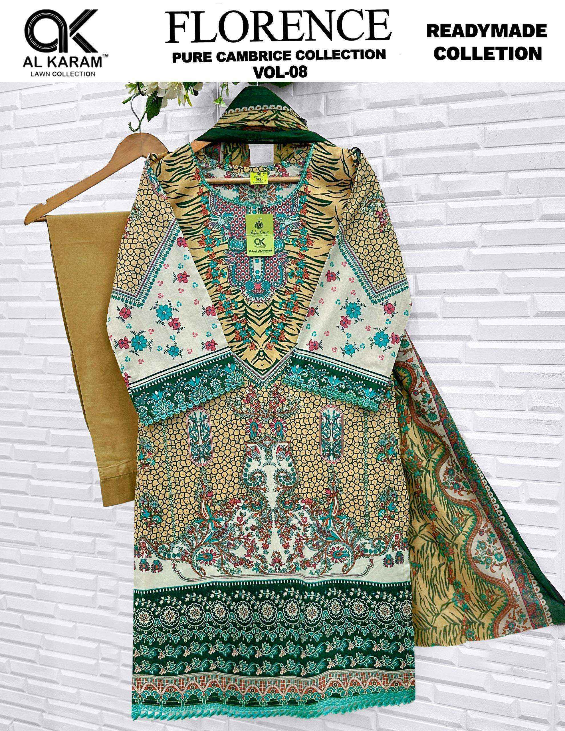 Al Karam Florence Vol-8 Readymade Cotton Dress (6 pcs Catalogue)