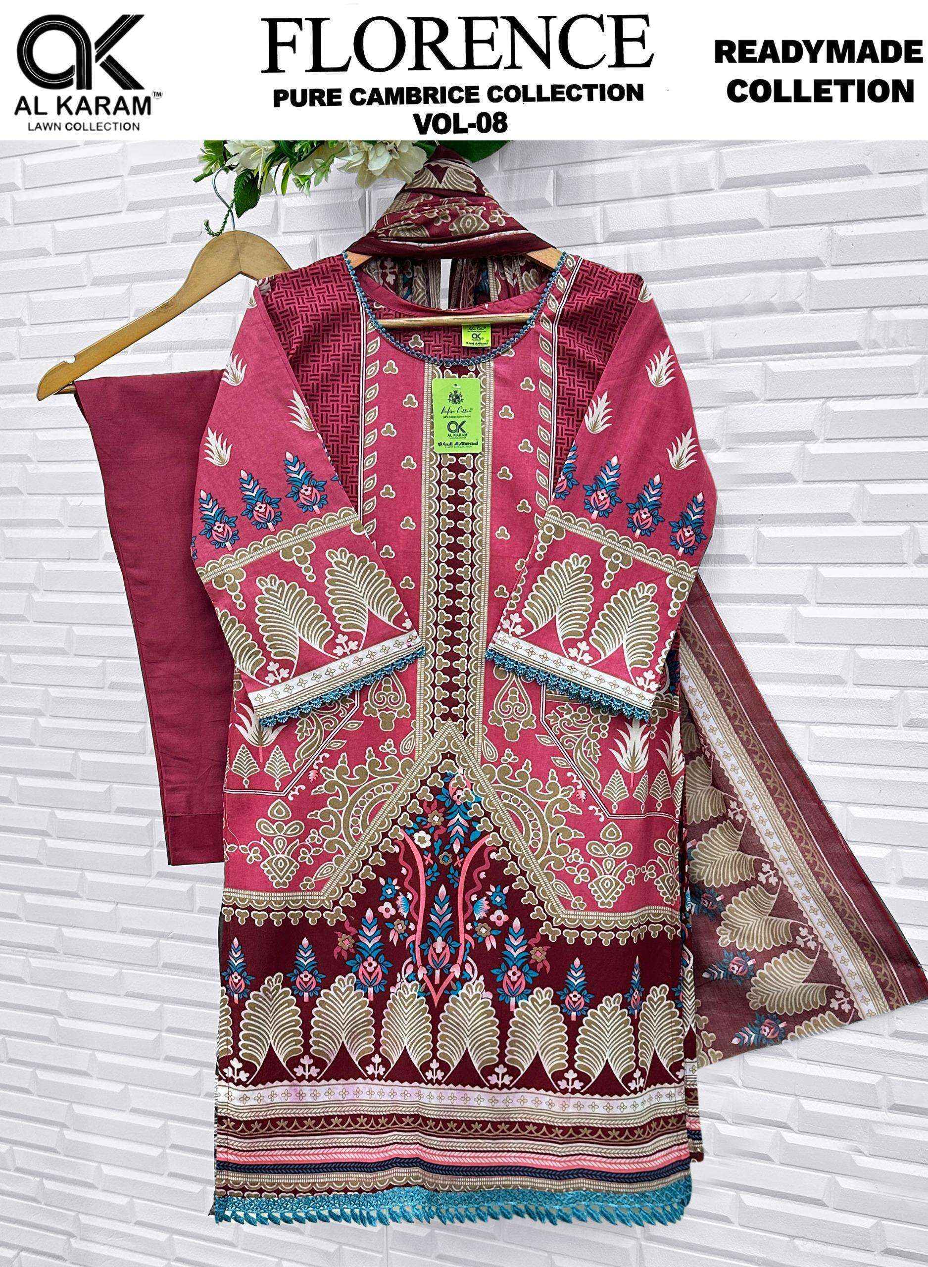 Al Karam Florence Vol-8 Readymade Cotton Dress (6 pcs Catalogue)