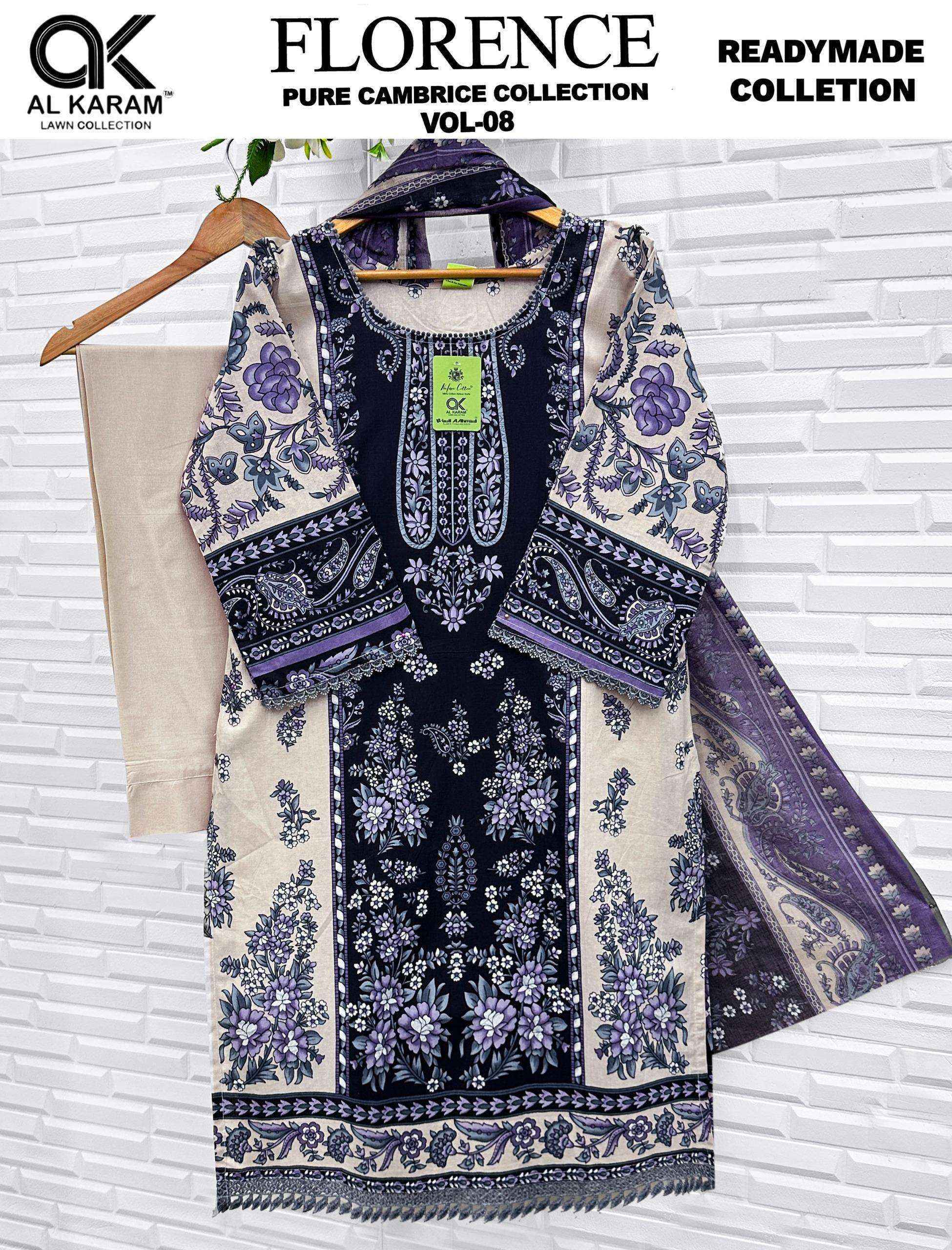 Al Karam Florence Vol-8 Readymade Cotton Dress (6 pcs Catalogue)