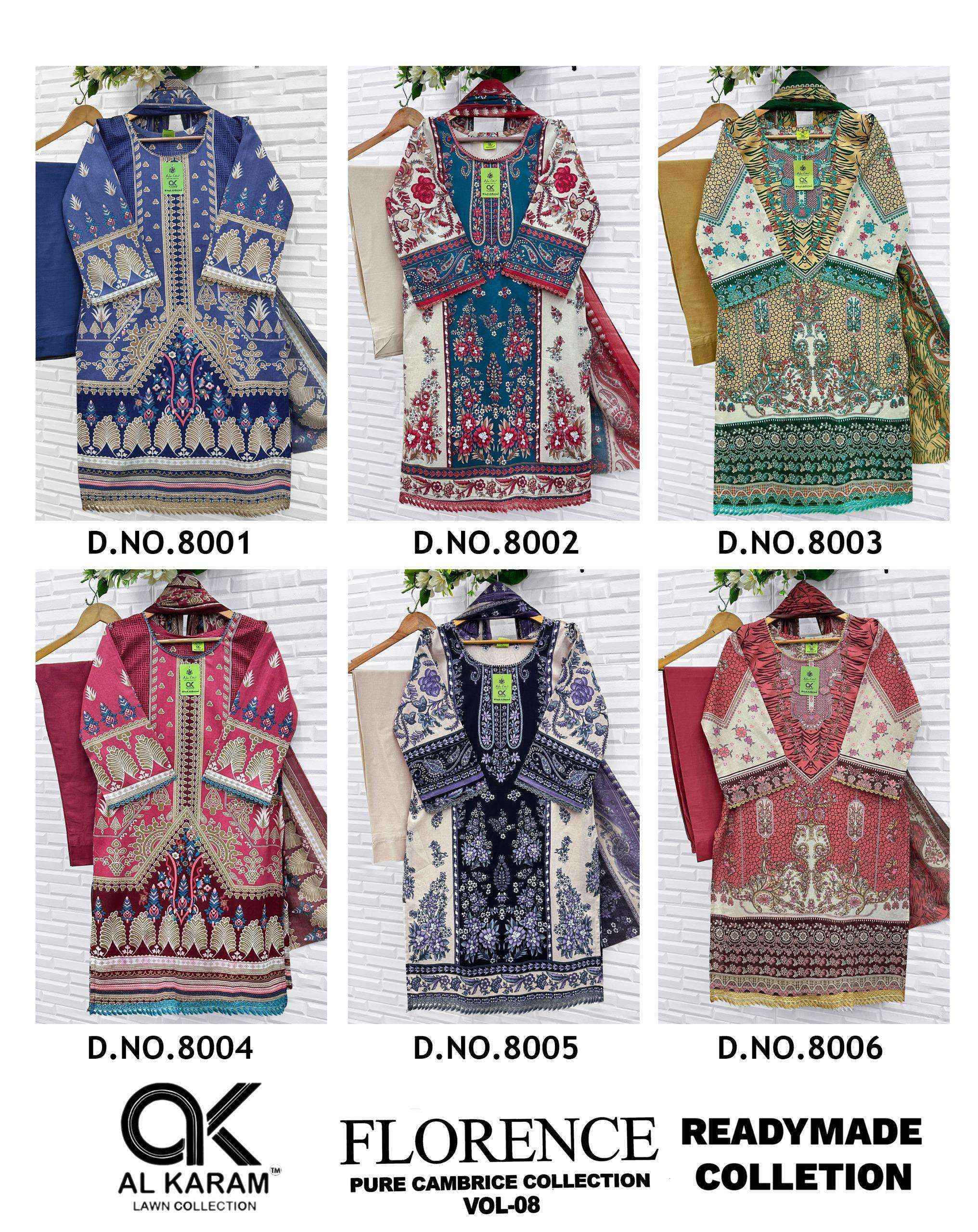 Al Karam Florence Vol-8 Readymade Cotton Dress (6 pcs Catalogue)