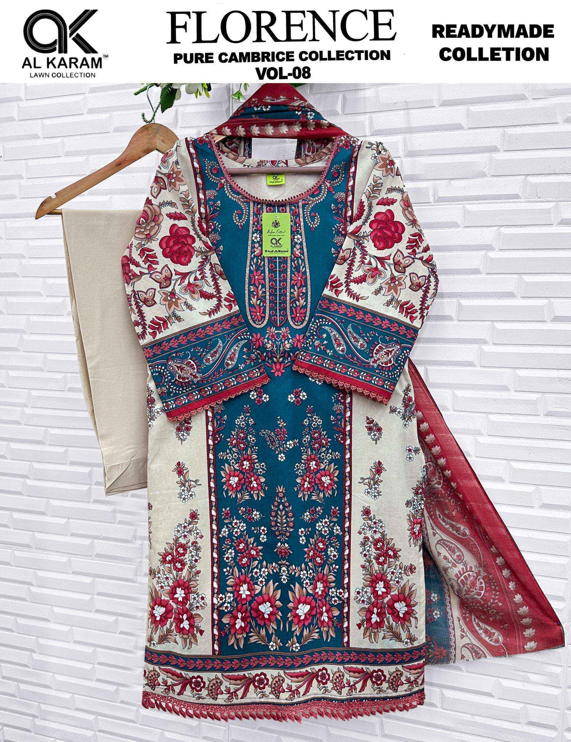 Al Karam Florence Vol-8 Readymade Cotton Dress (6 pcs Catalogue)