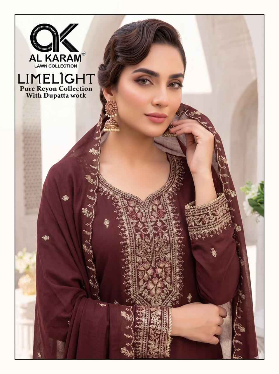 Al Karam Lime Light Rayon Dress Material (5 pcs Catalogue)