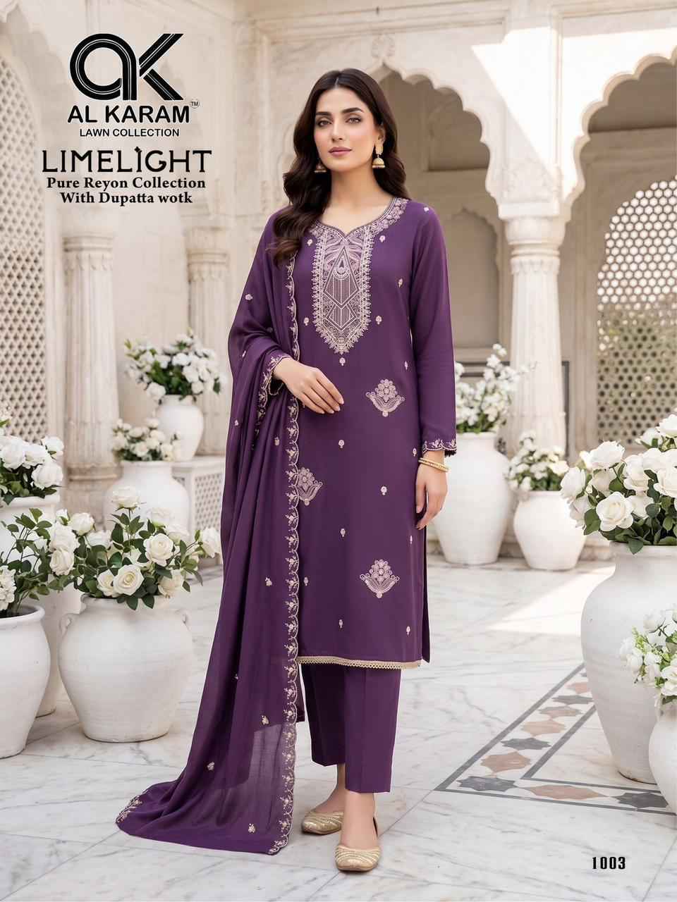 Al Karam Lime Light Rayon Dress Material (5 pcs Catalogue)