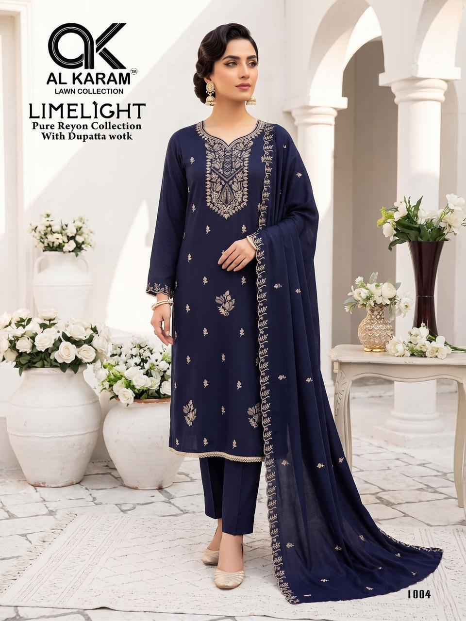 Al Karam Lime Light Rayon Dress Material (5 pcs Catalogue)