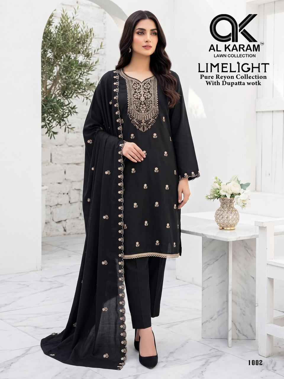 Al Karam Lime Light Rayon Dress Material (5 pcs Catalogue)
