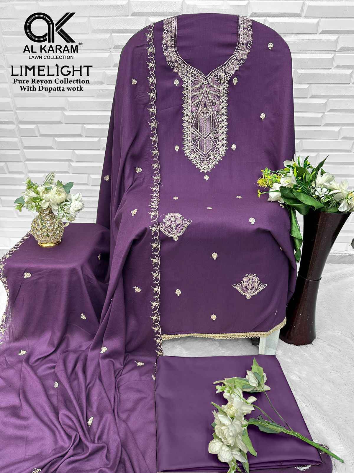 Al Karam Lime Light Rayon Dress Material (5 pcs Catalogue)
