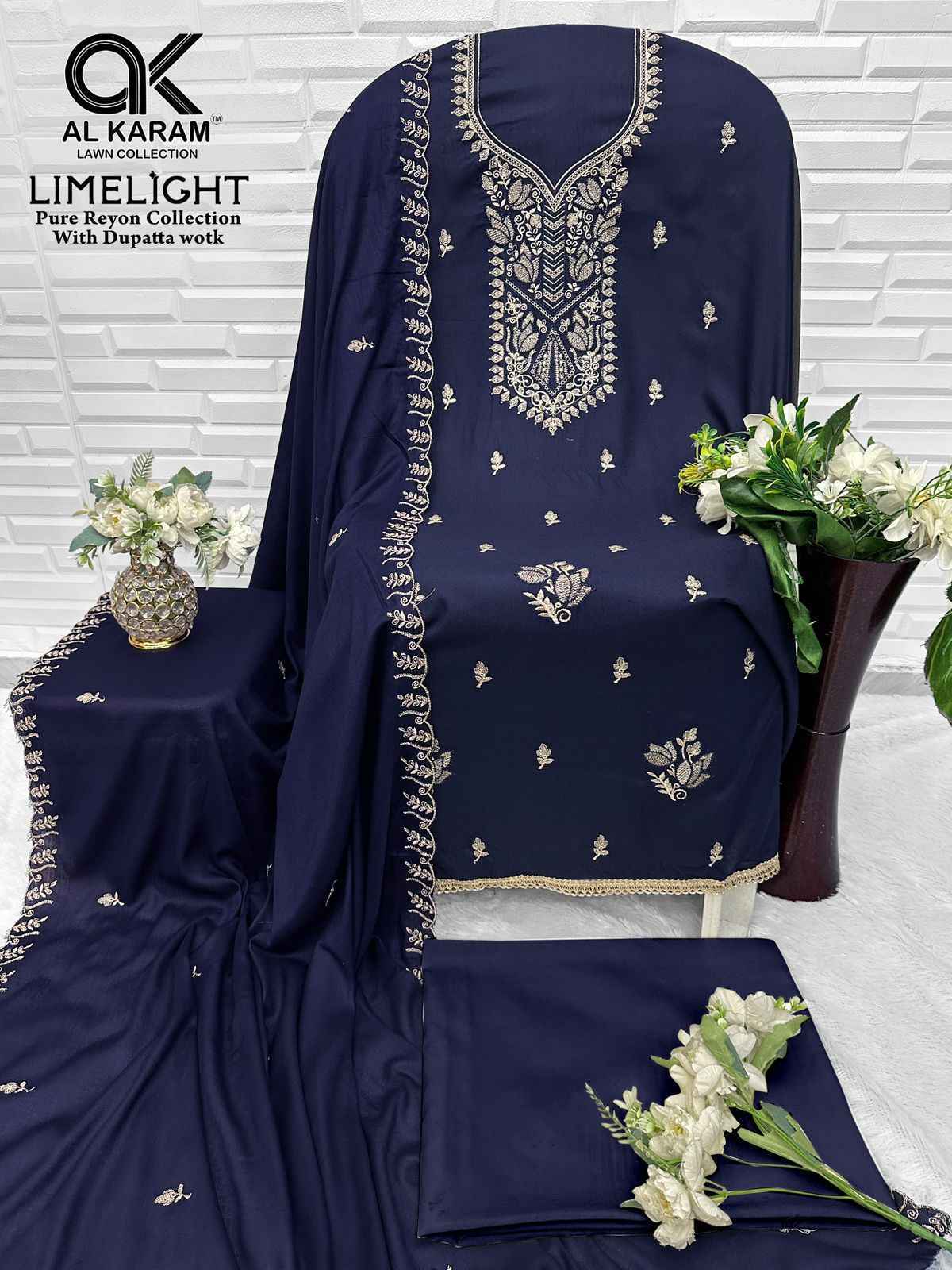 Al Karam Lime Light Rayon Dress Material (5 pcs Catalogue)