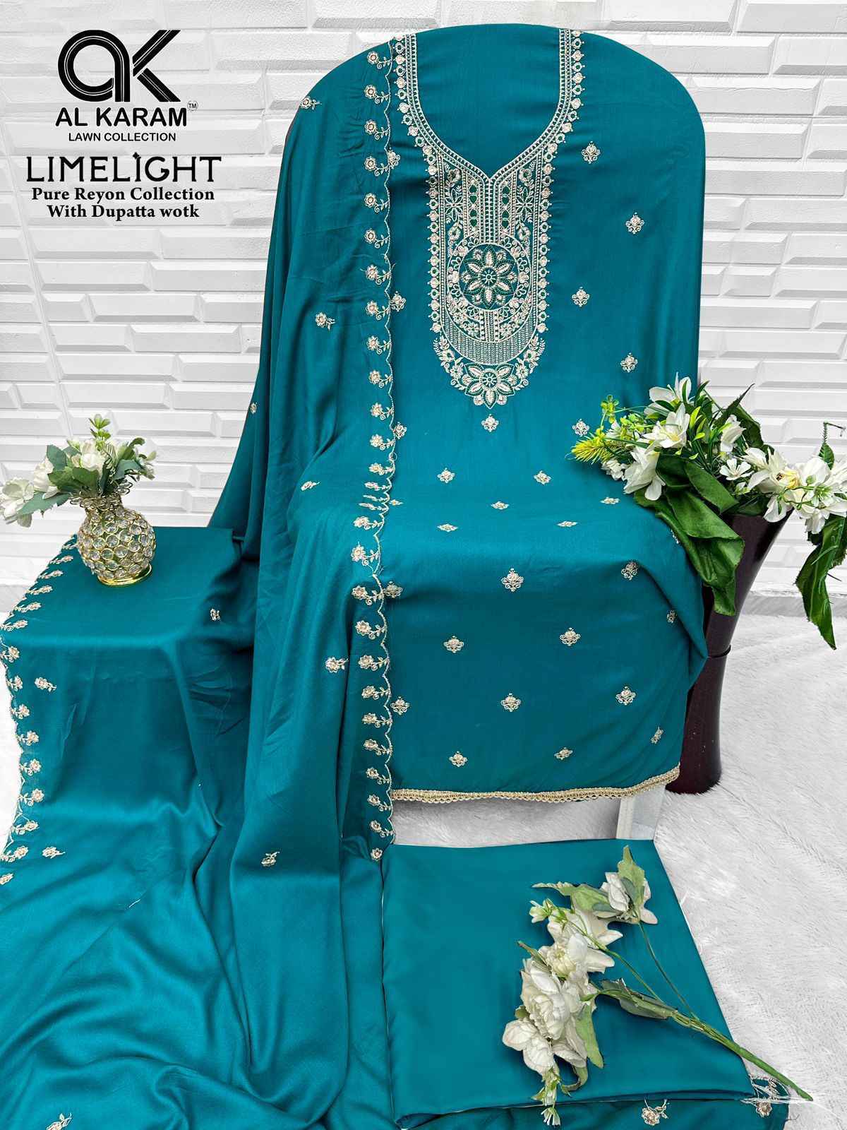 Al Karam Lime Light Rayon Dress Material (5 pcs Catalogue)