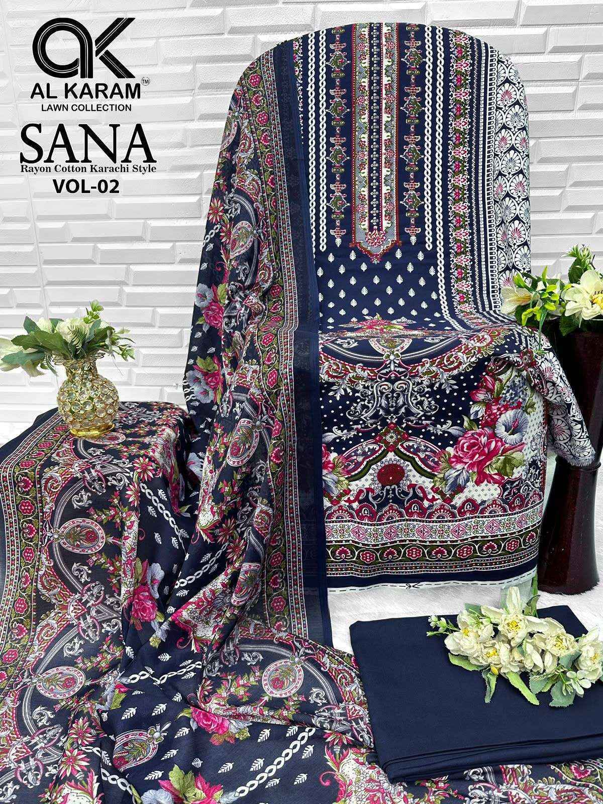 Al Karam Sana Vol-2 Rayon Dress Material (8 pcs Catalogue)