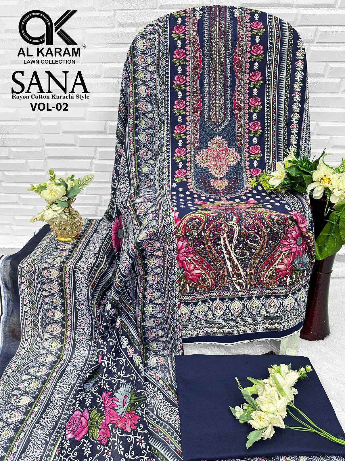 Al Karam Sana Vol-2 Rayon Dress Material (8 pcs Catalogue)