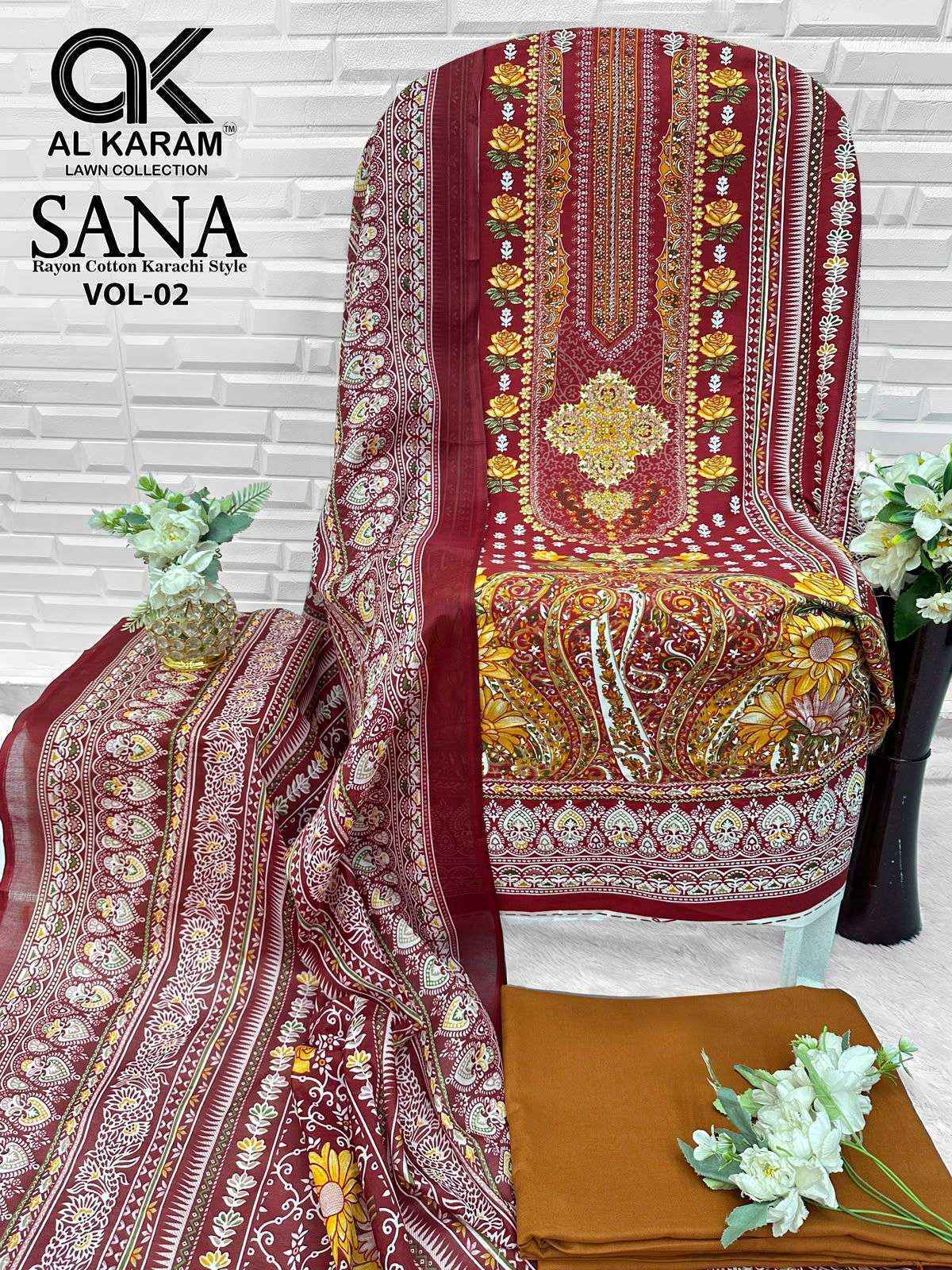 Al Karam Sana Vol-2 Rayon Dress Material (8 pcs Catalogue)