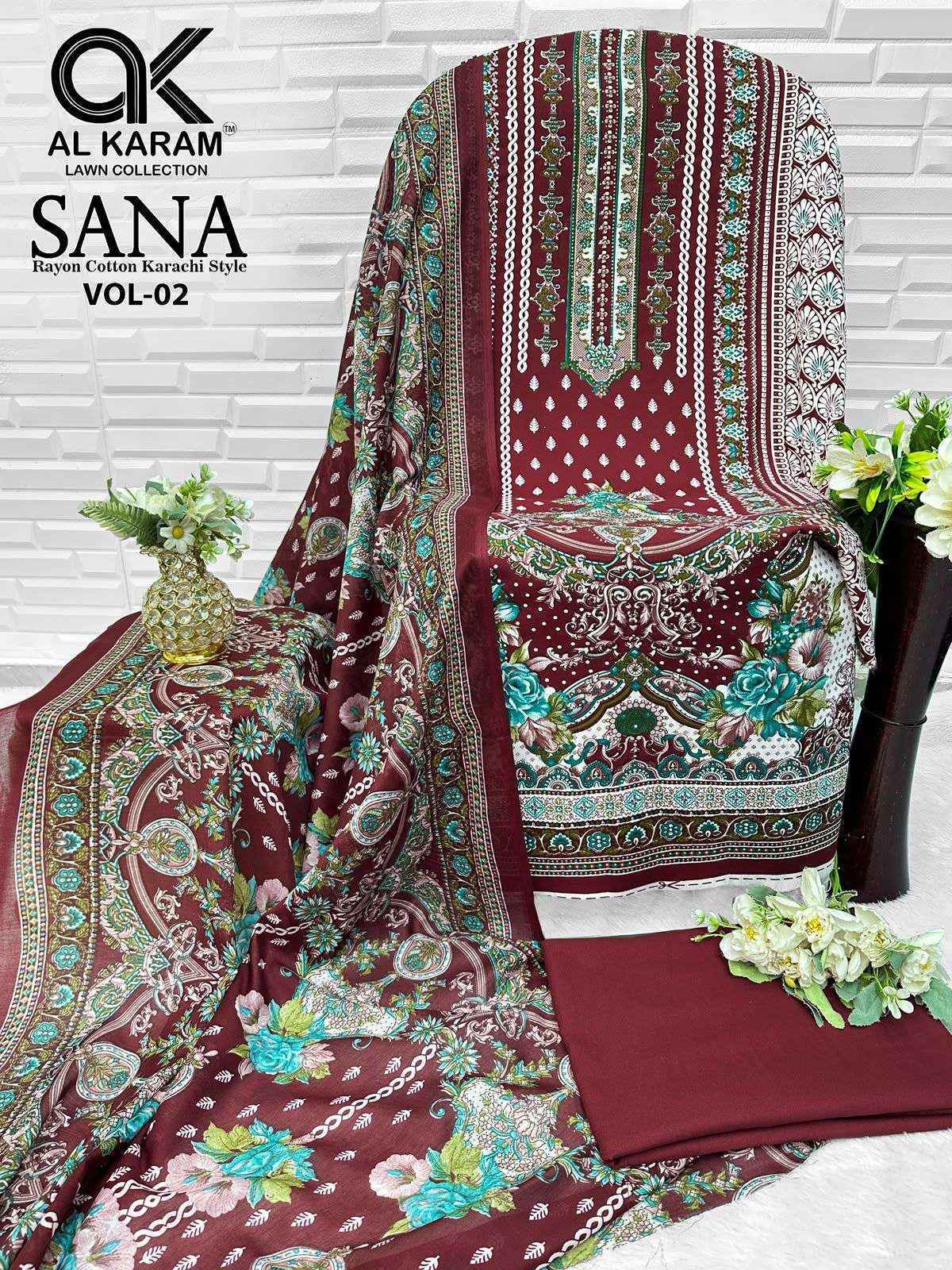 Al Karam Sana Vol-2 Rayon Dress Material (8 pcs Catalogue)