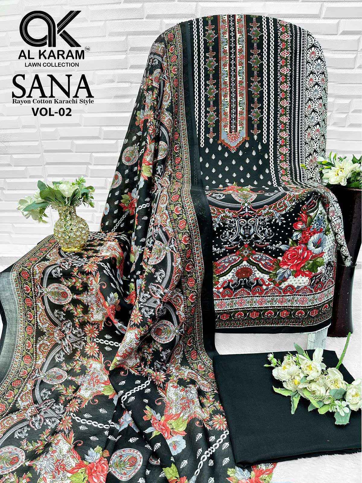 Al Karam Sana Vol-2 Rayon Dress Material (8 pcs Catalogue)