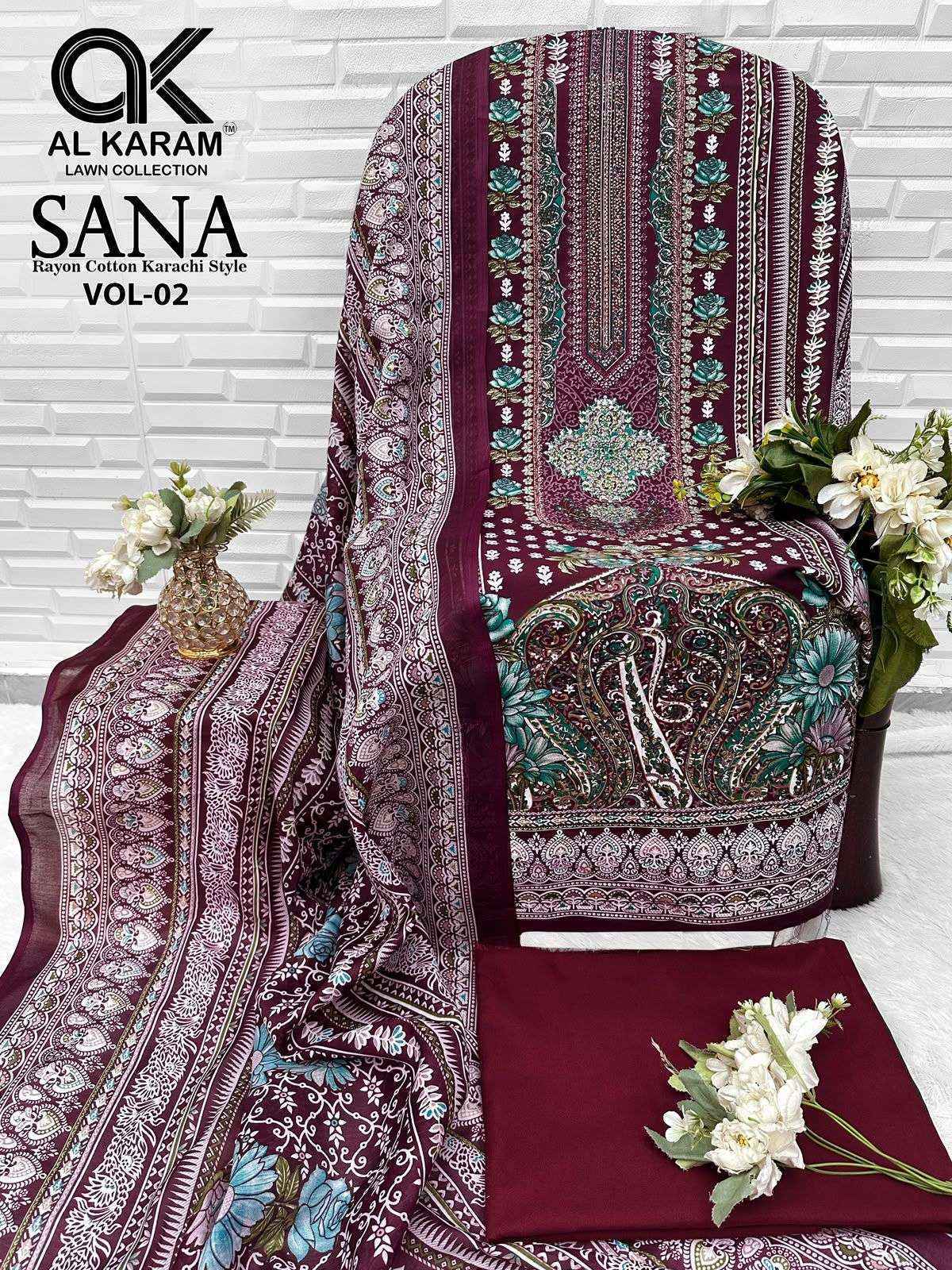 Al Karam Sana Vol-2 Rayon Dress Material (8 pcs Catalogue)