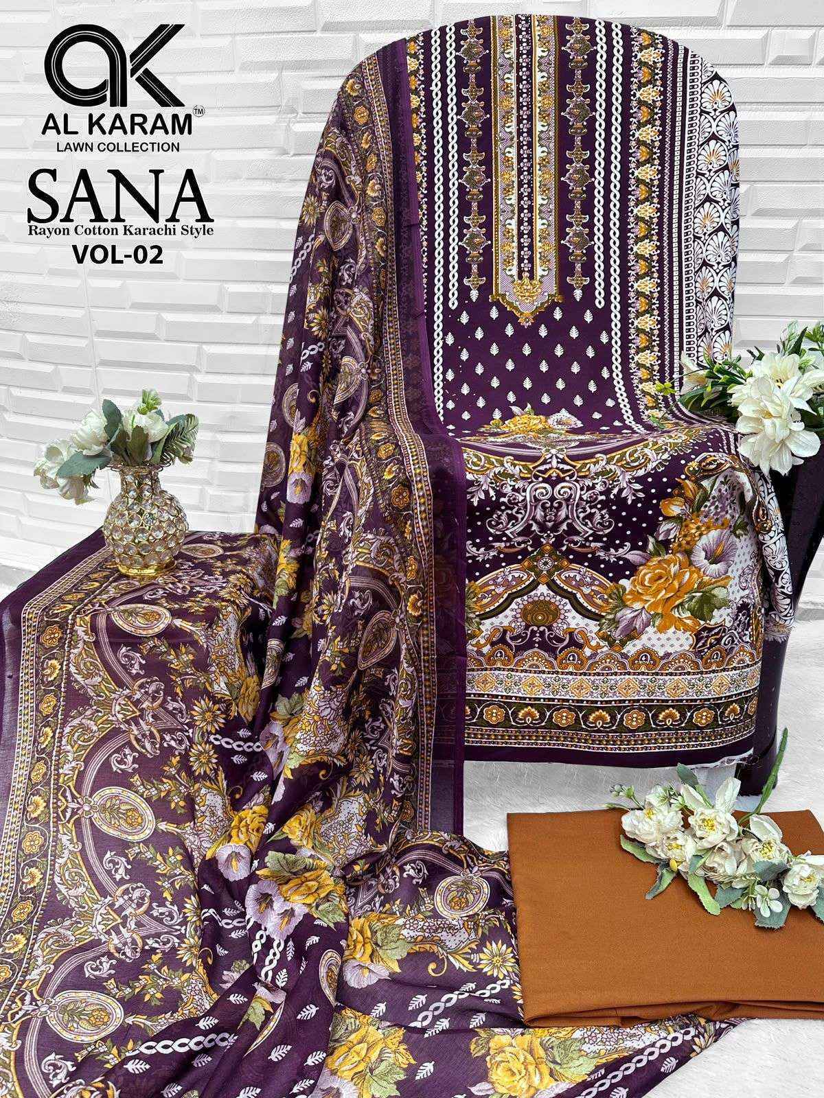 Al Karam Sana Vol-2 Rayon Dress Material (8 pcs Catalogue)
