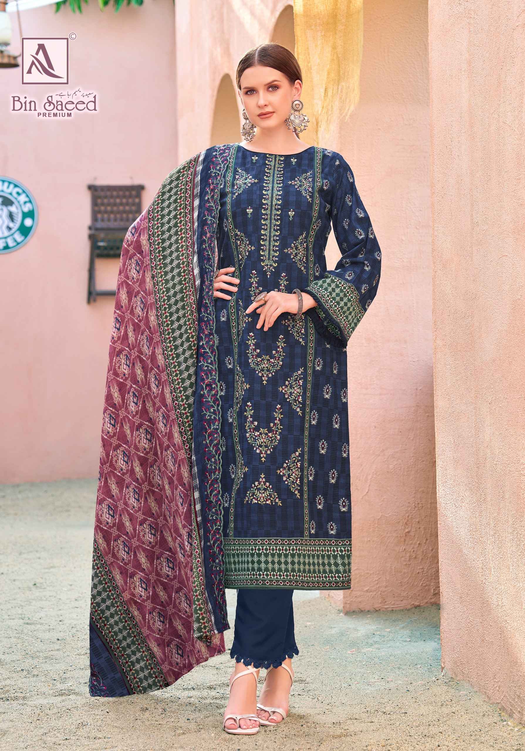 Alok Bin Saeed Premium Cambric Cotton Dress Material (8 pcs Catalogue)
