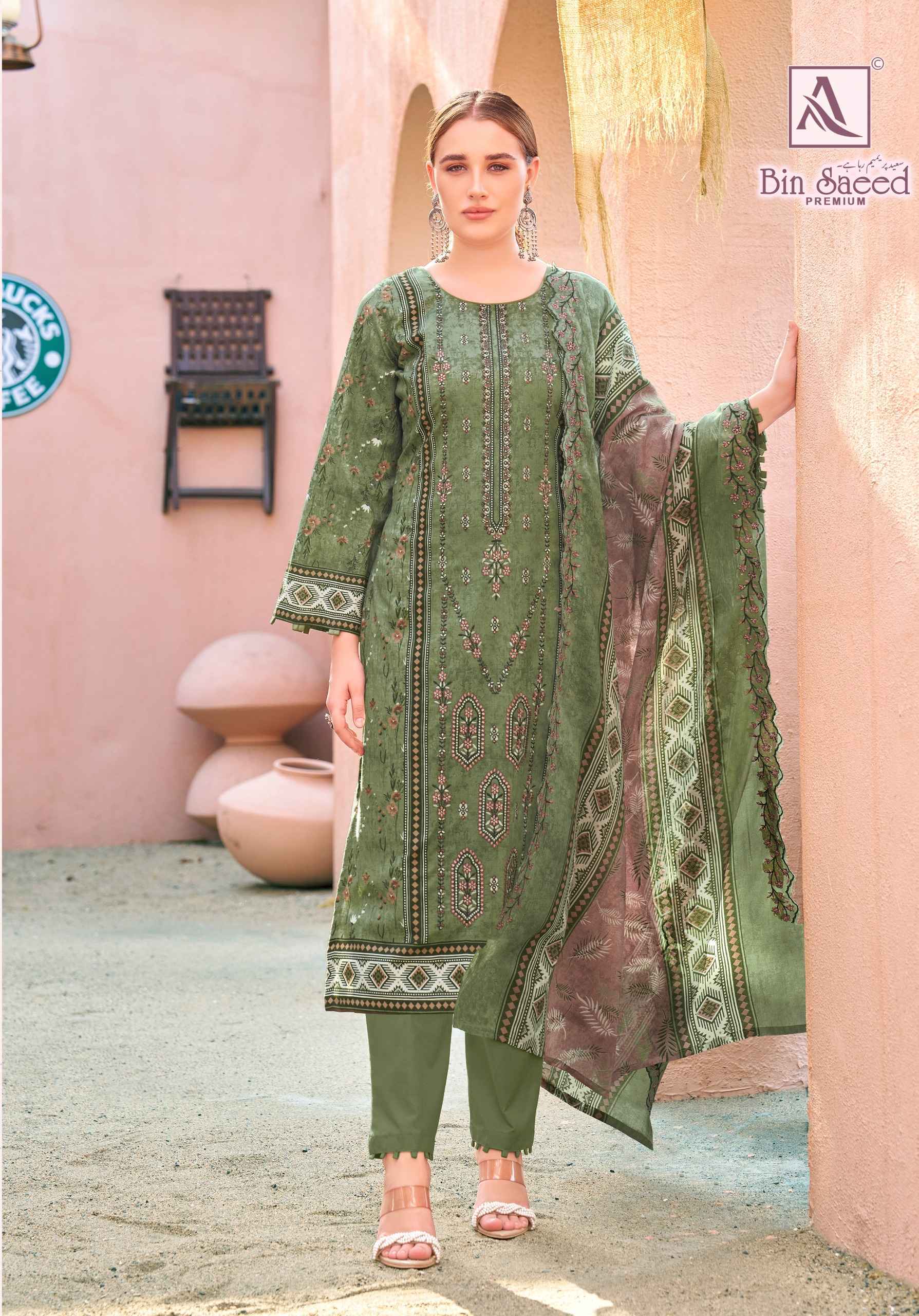 Alok Bin Saeed Premium Cambric Cotton Dress Material (8 pcs Catalogue)