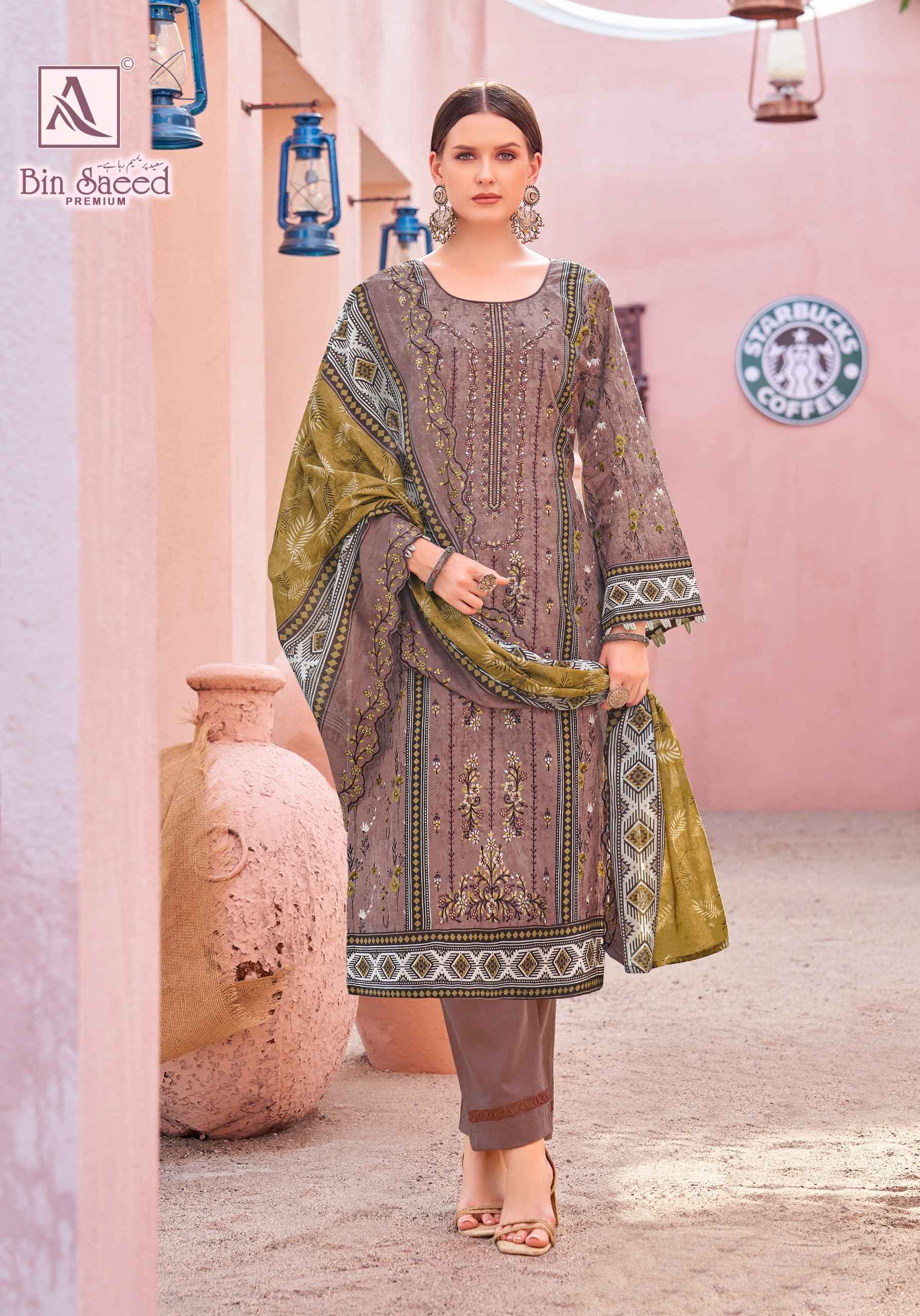 Alok Bin Saeed Premium Cambric Cotton Dress Material (8 pcs Catalogue)