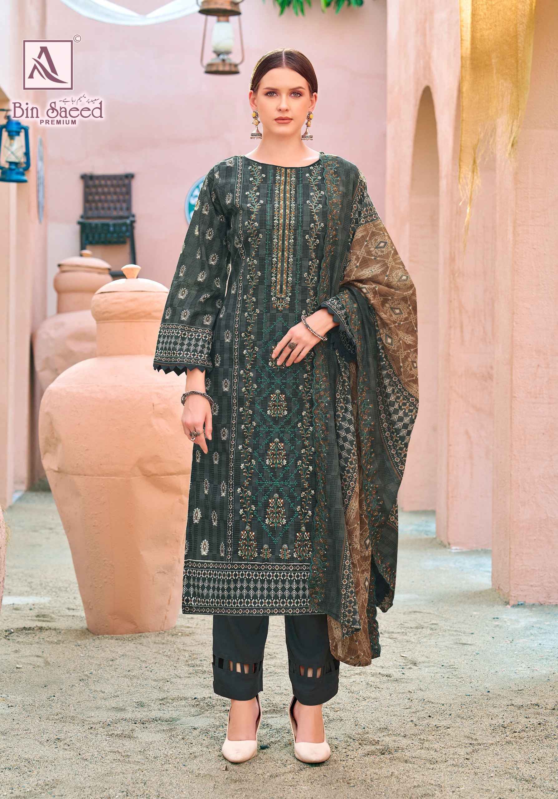 Alok Bin Saeed Premium Cambric Cotton Dress Material (8 pcs Catalogue)