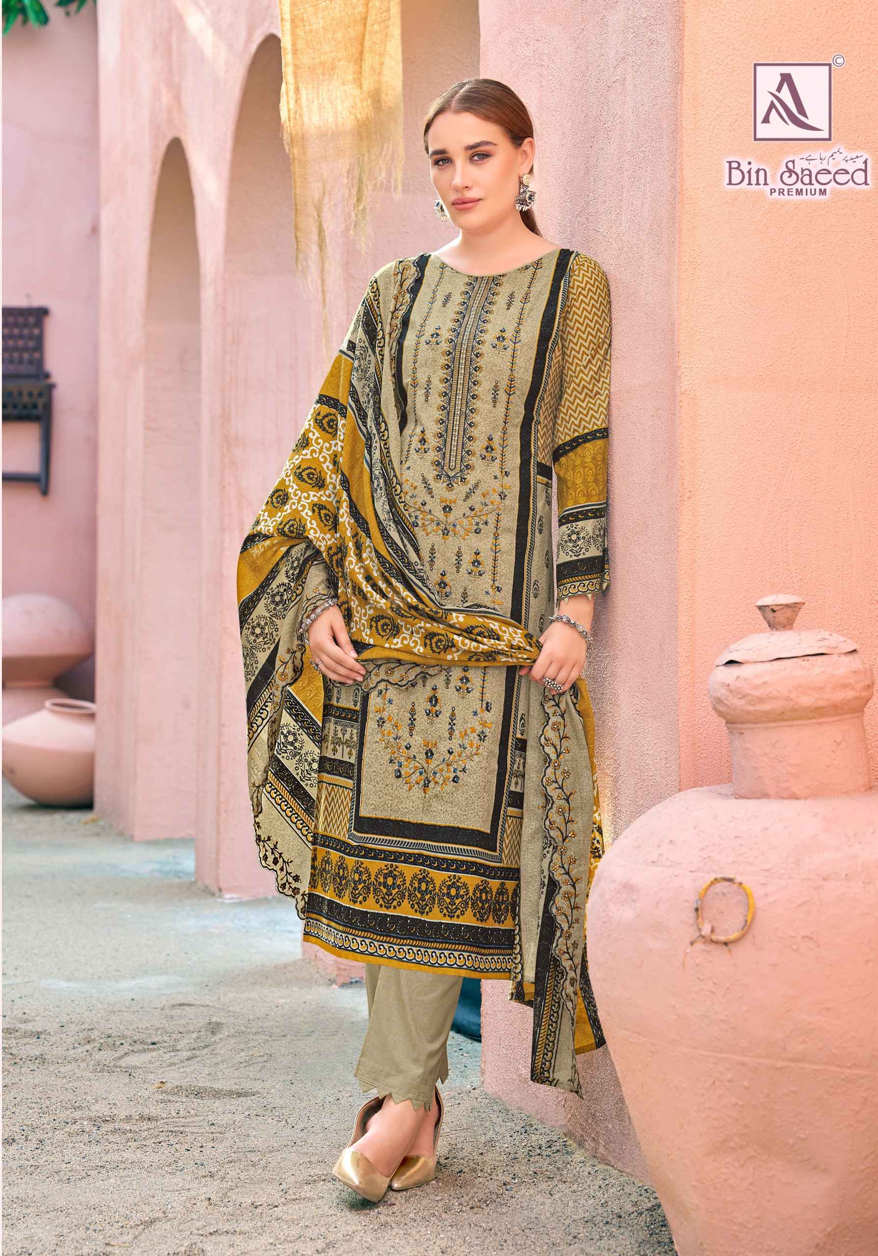 Alok Bin Saeed Premium Cambric Cotton Dress Material (8 pcs Catalogue)