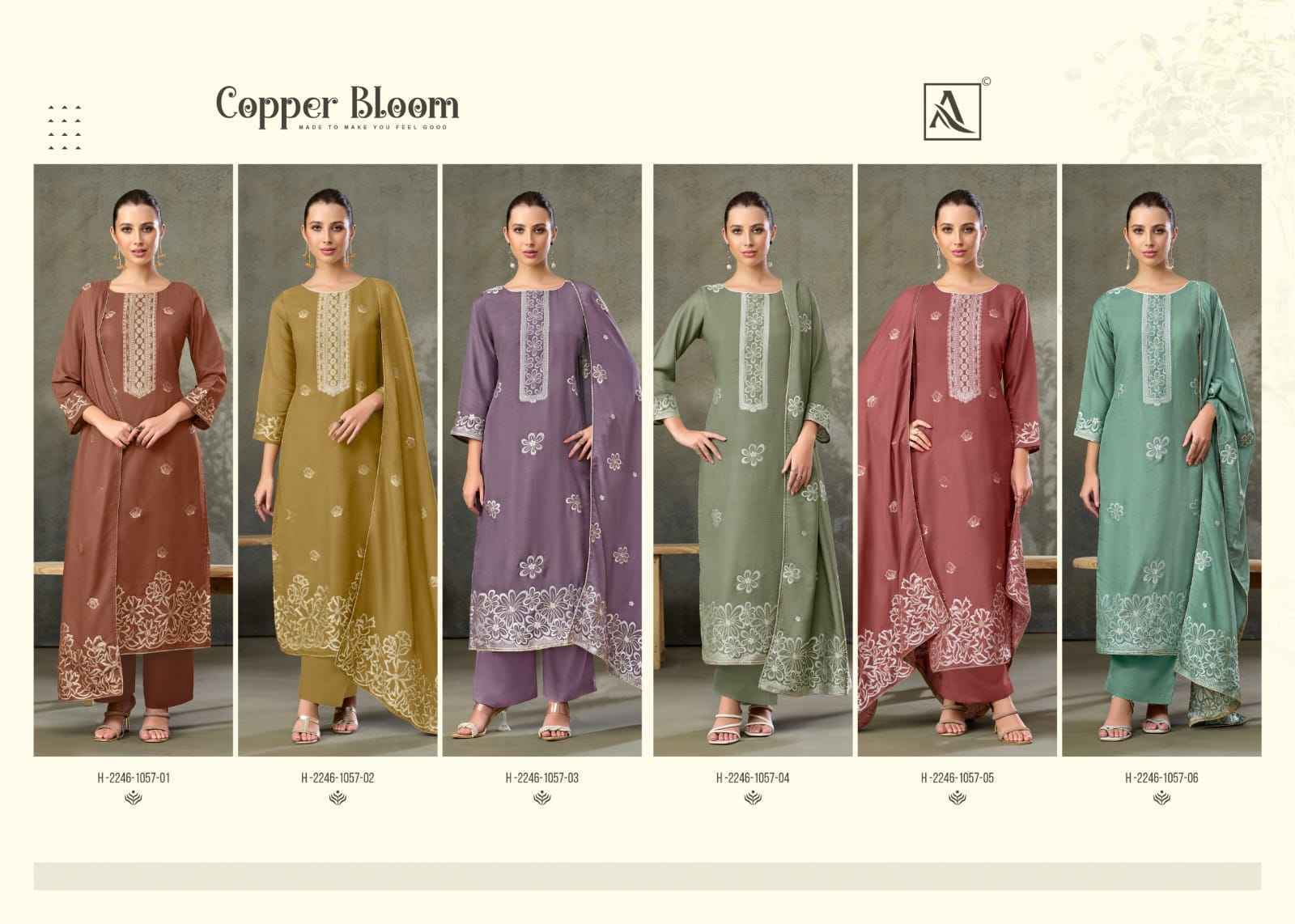 Alok Copper Bloom Linen Dress Material (6 pcs Catalogue)