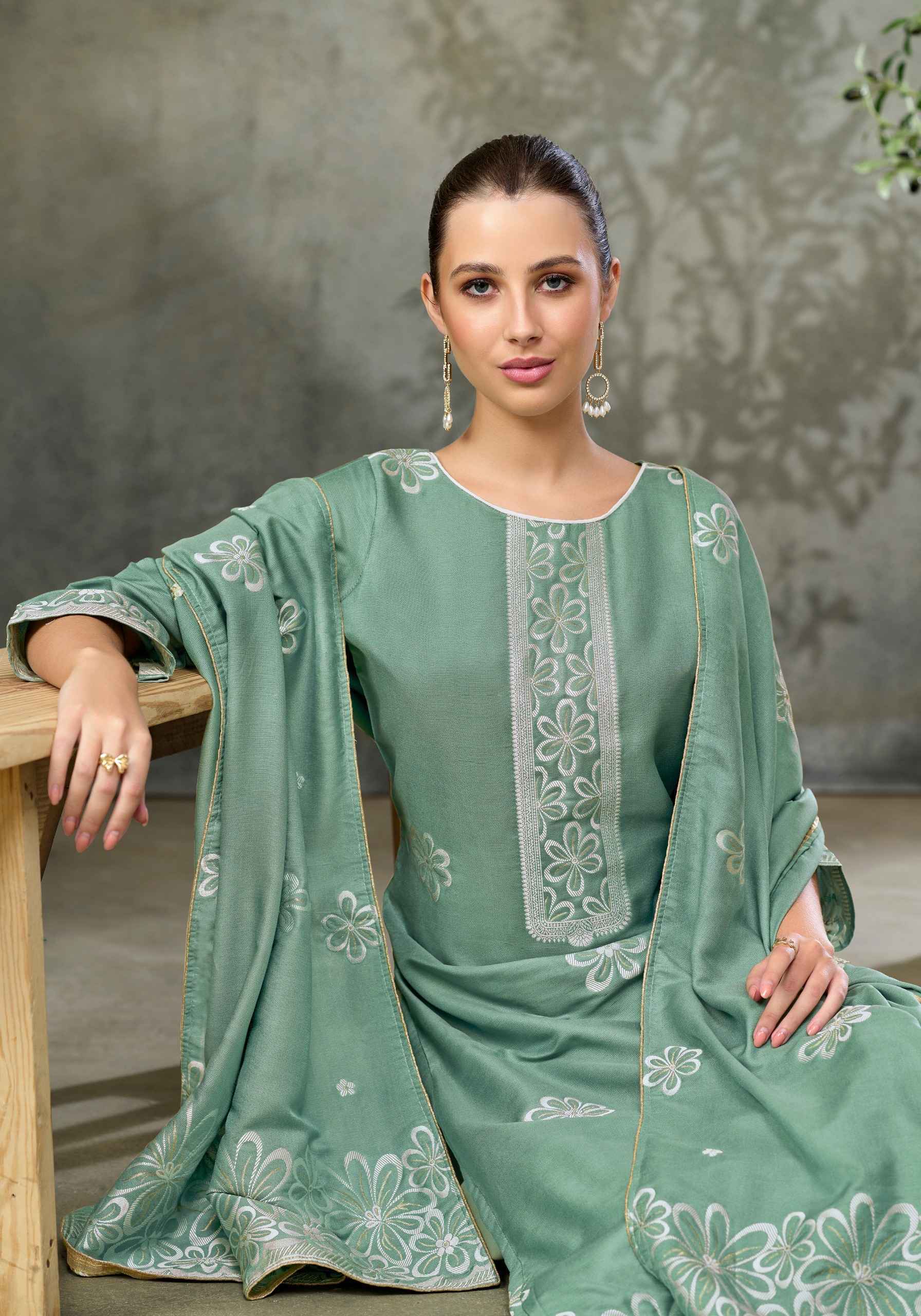 Alok Copper Bloom Linen Dress Material (6 pcs Catalogue)