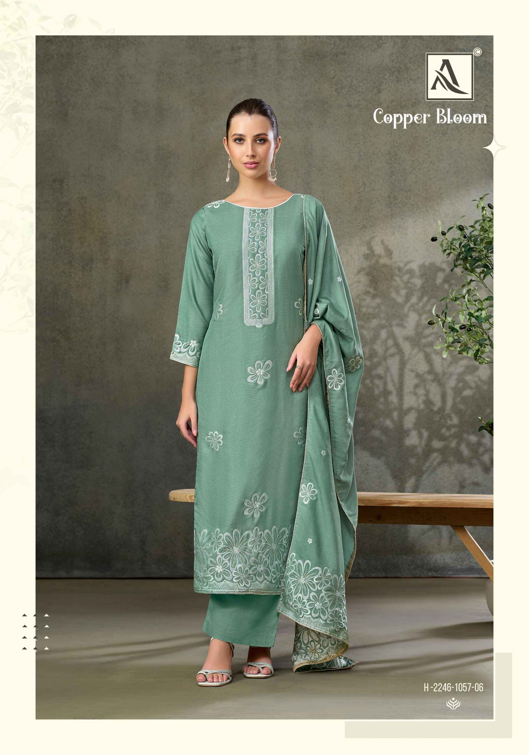 Alok Copper Bloom Linen Dress Material (6 pcs Catalogue)