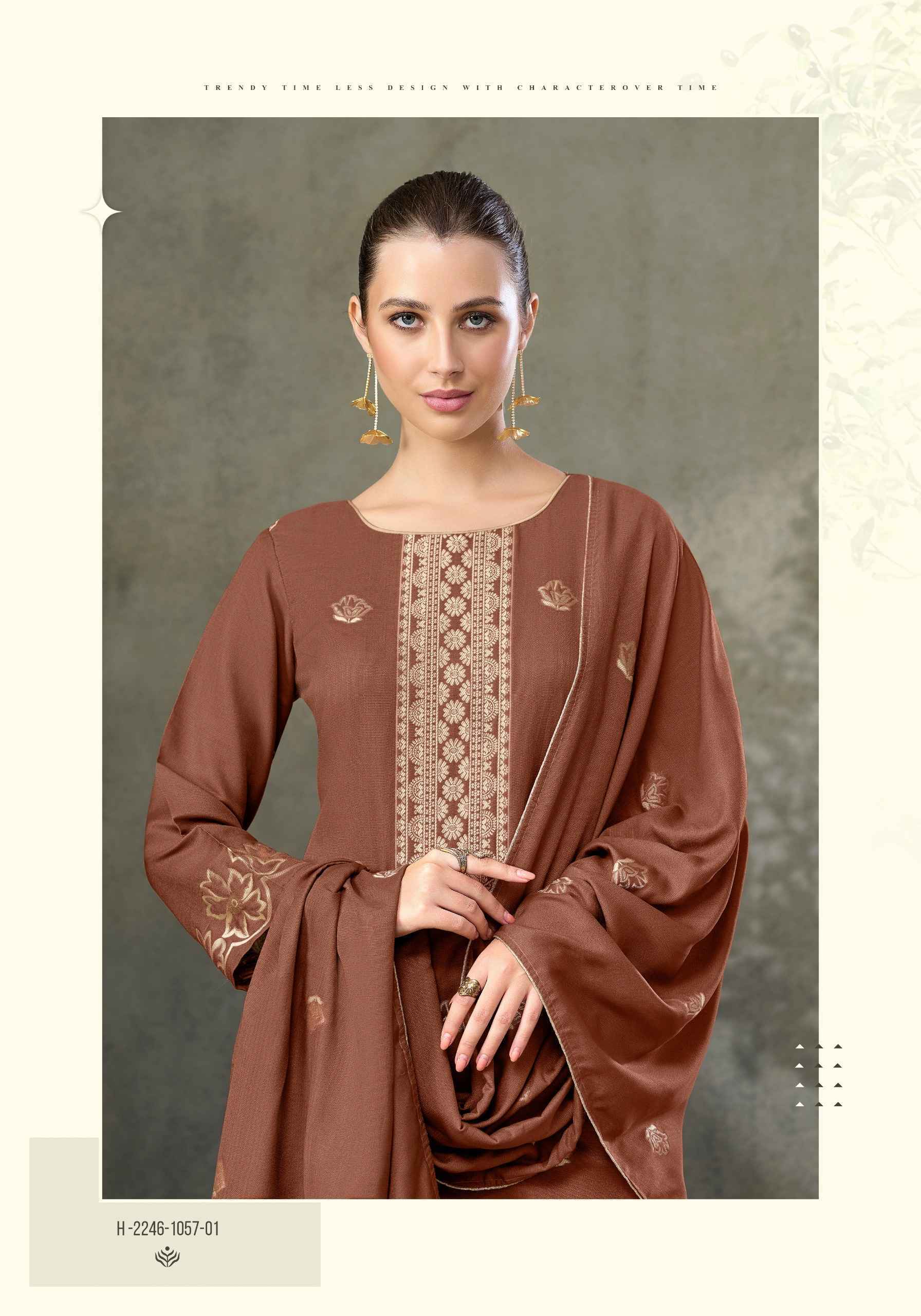 Alok Copper Bloom Linen Dress Material (6 pcs Catalogue)