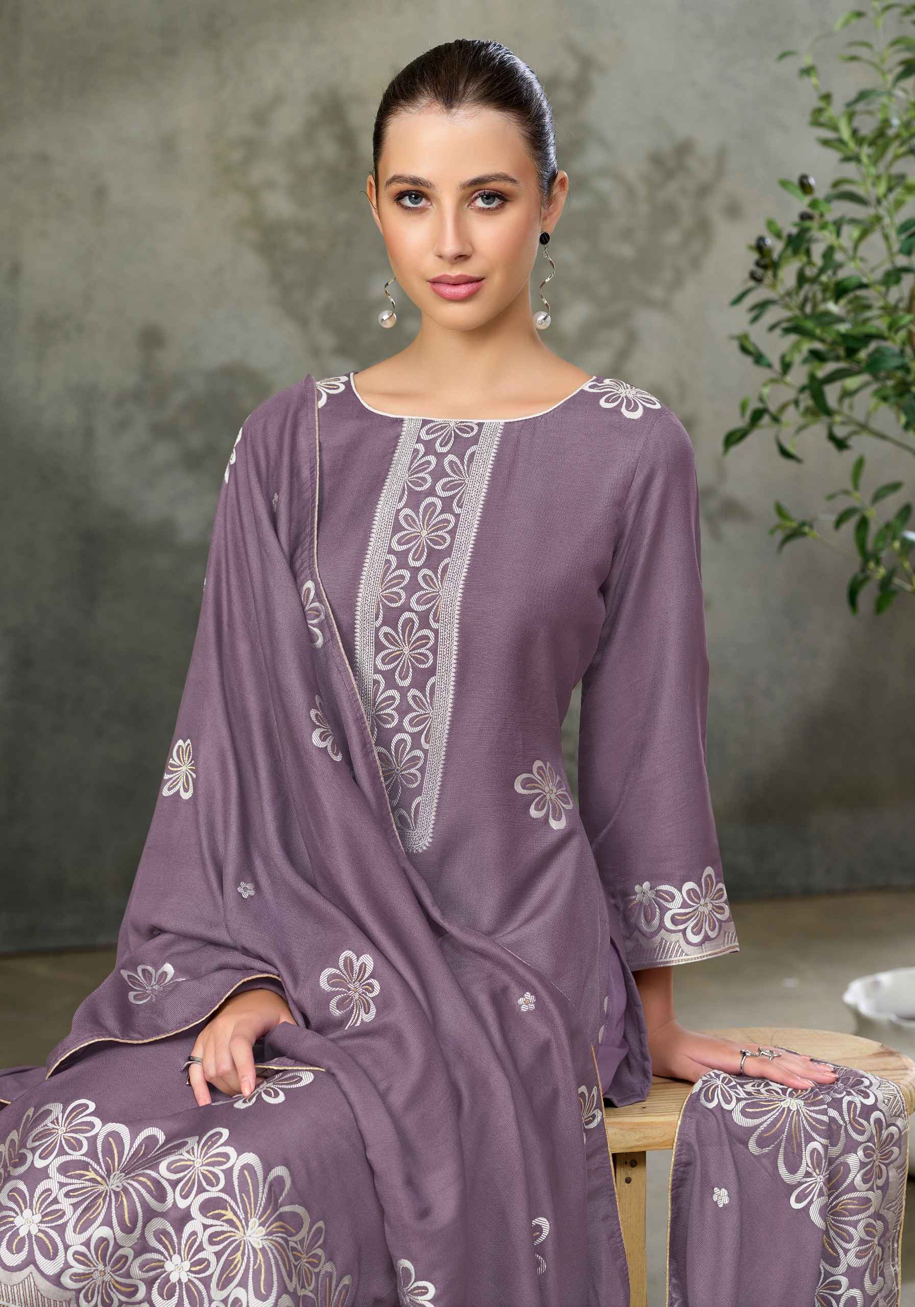 Alok Copper Bloom Linen Dress Material (6 pcs Catalogue)