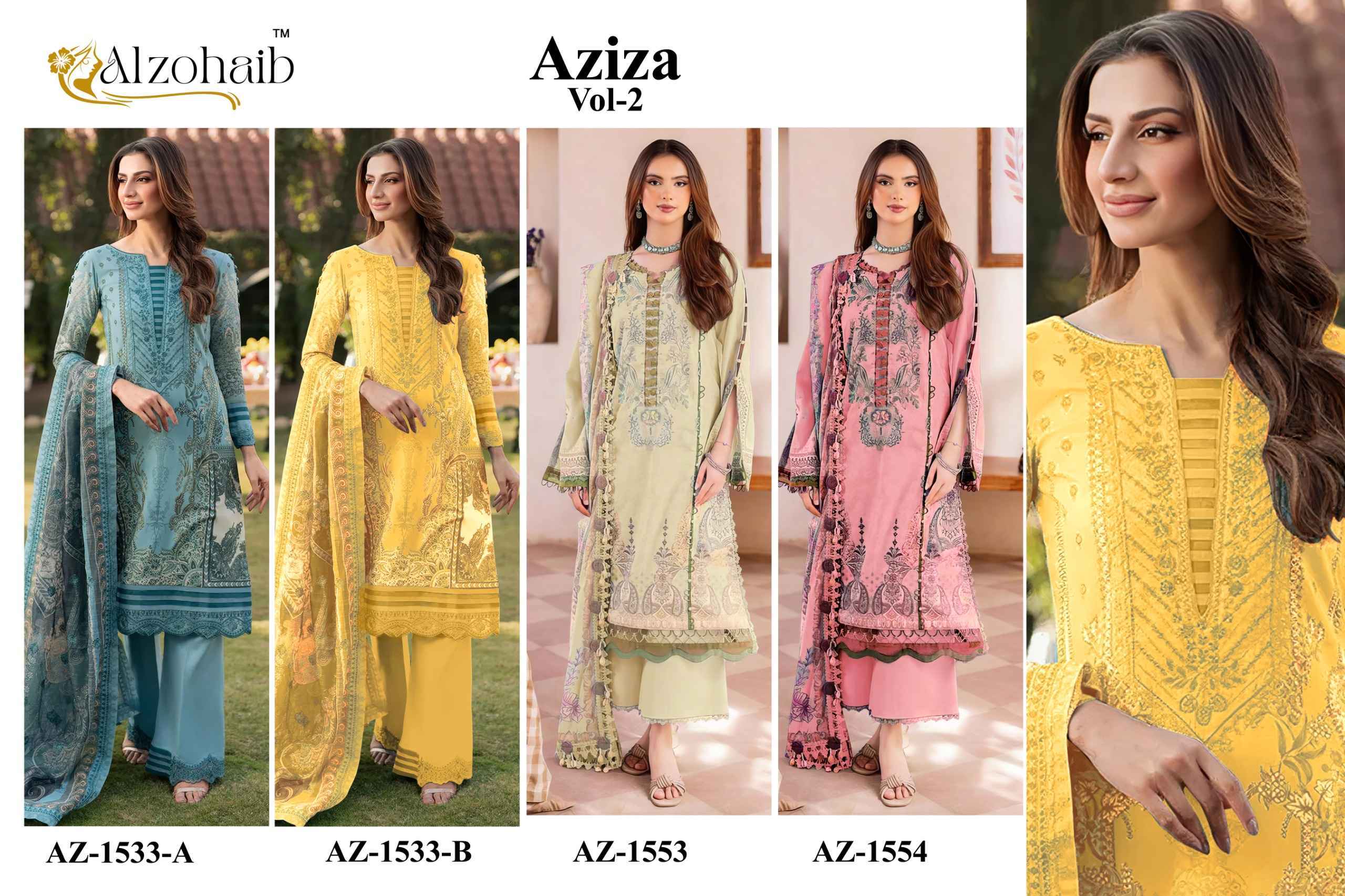 Alzohaib Aziza Vol-2 Cotton Dress Material (4 pcs Catalogue)