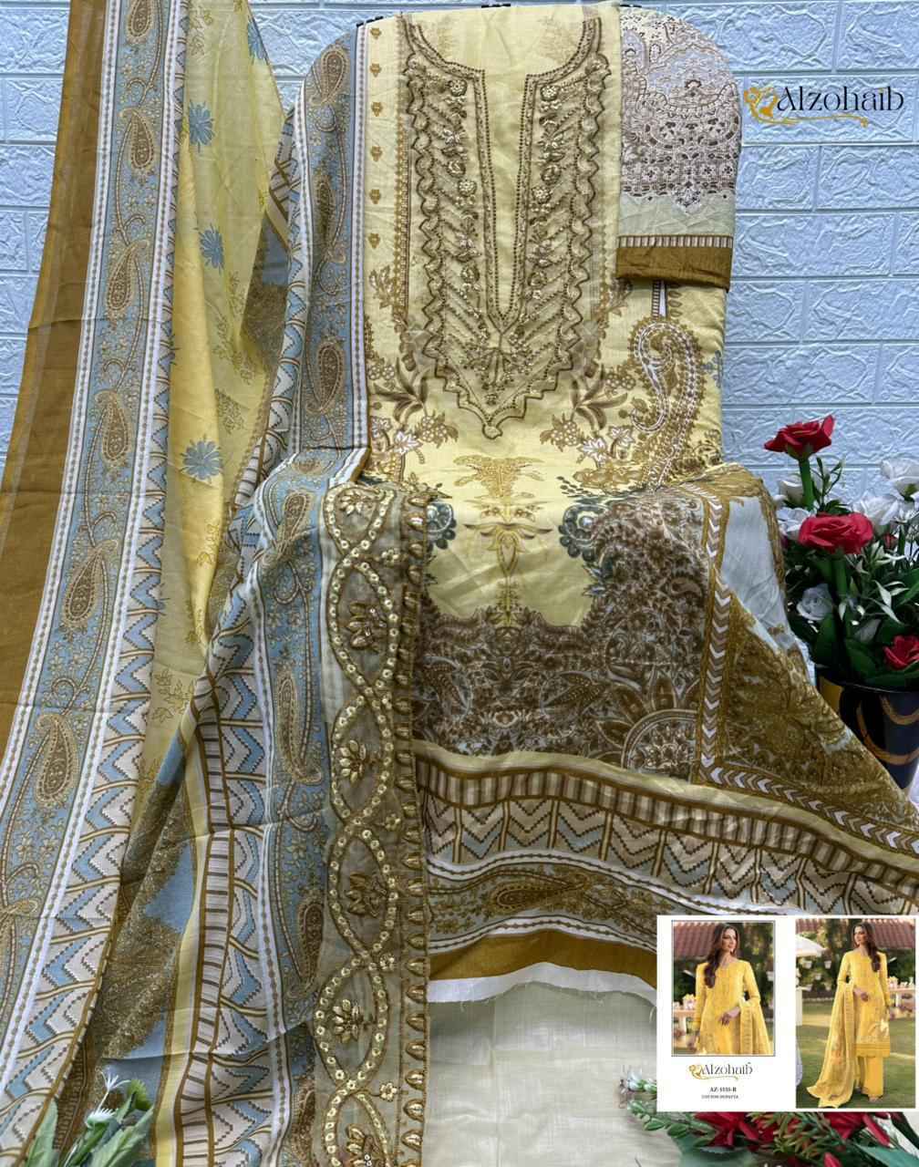 Alzohaib Aziza Vol-2 Cotton Dress Material (4 pcs Catalogue)