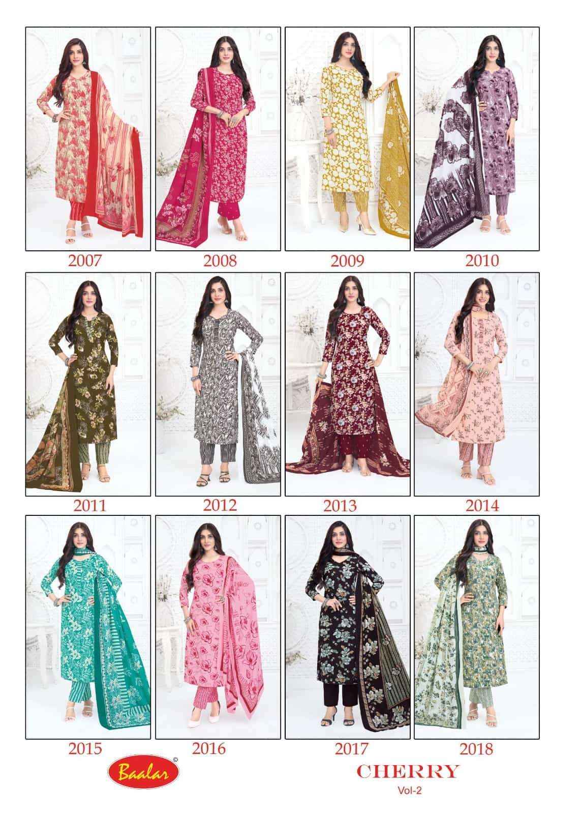 Baalar Cherry Vol-2 Lawn Cotton Dress Material (12 pcs Catalogue)