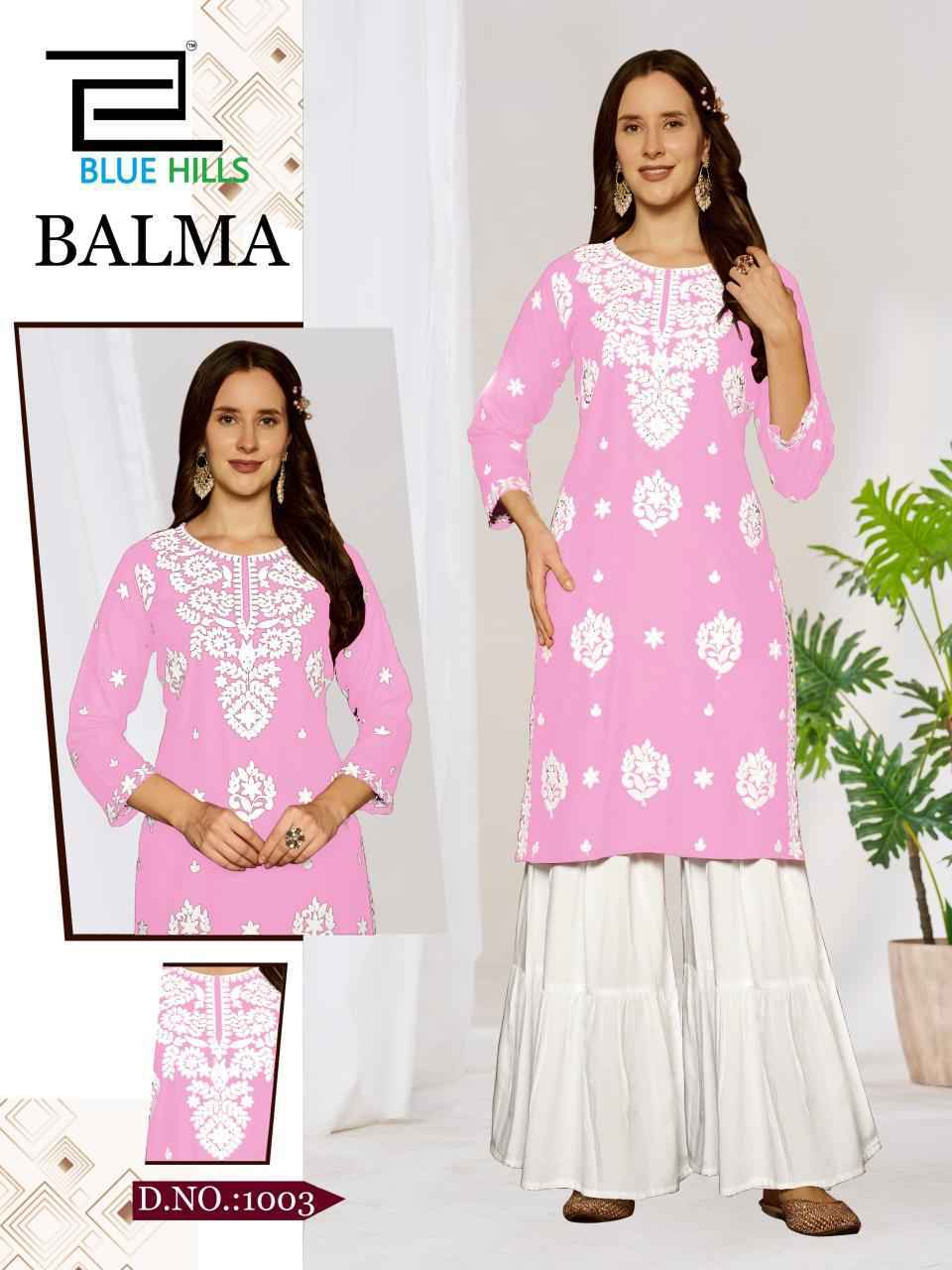 Blue Hills Balma Rayon Kurti With Sarara (4 pcs Catalogue)