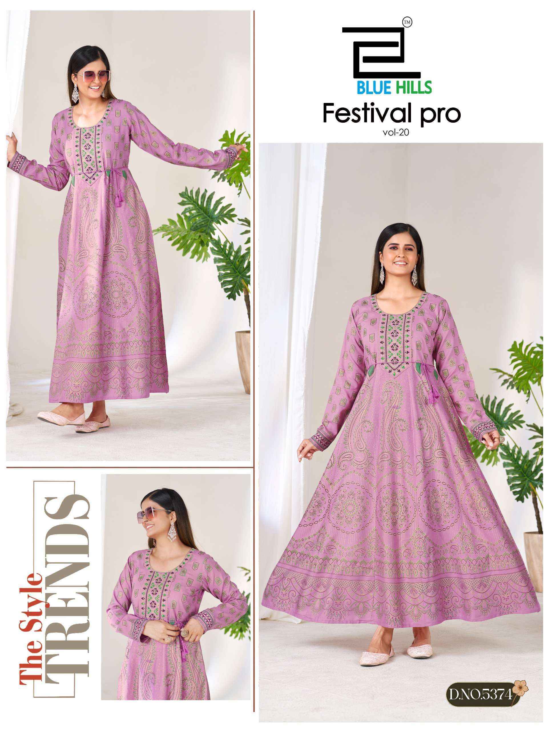 Blue Hills Festival Pro Vol-20 Rayon Anarkali Gown (6 pcs Catalogue)