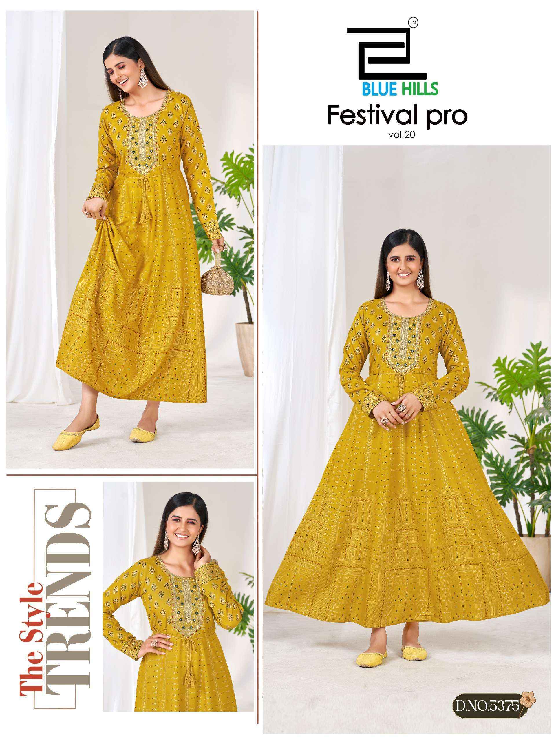 Blue Hills Festival Pro Vol-20 Rayon Anarkali Gown (6 pcs Catalogue)