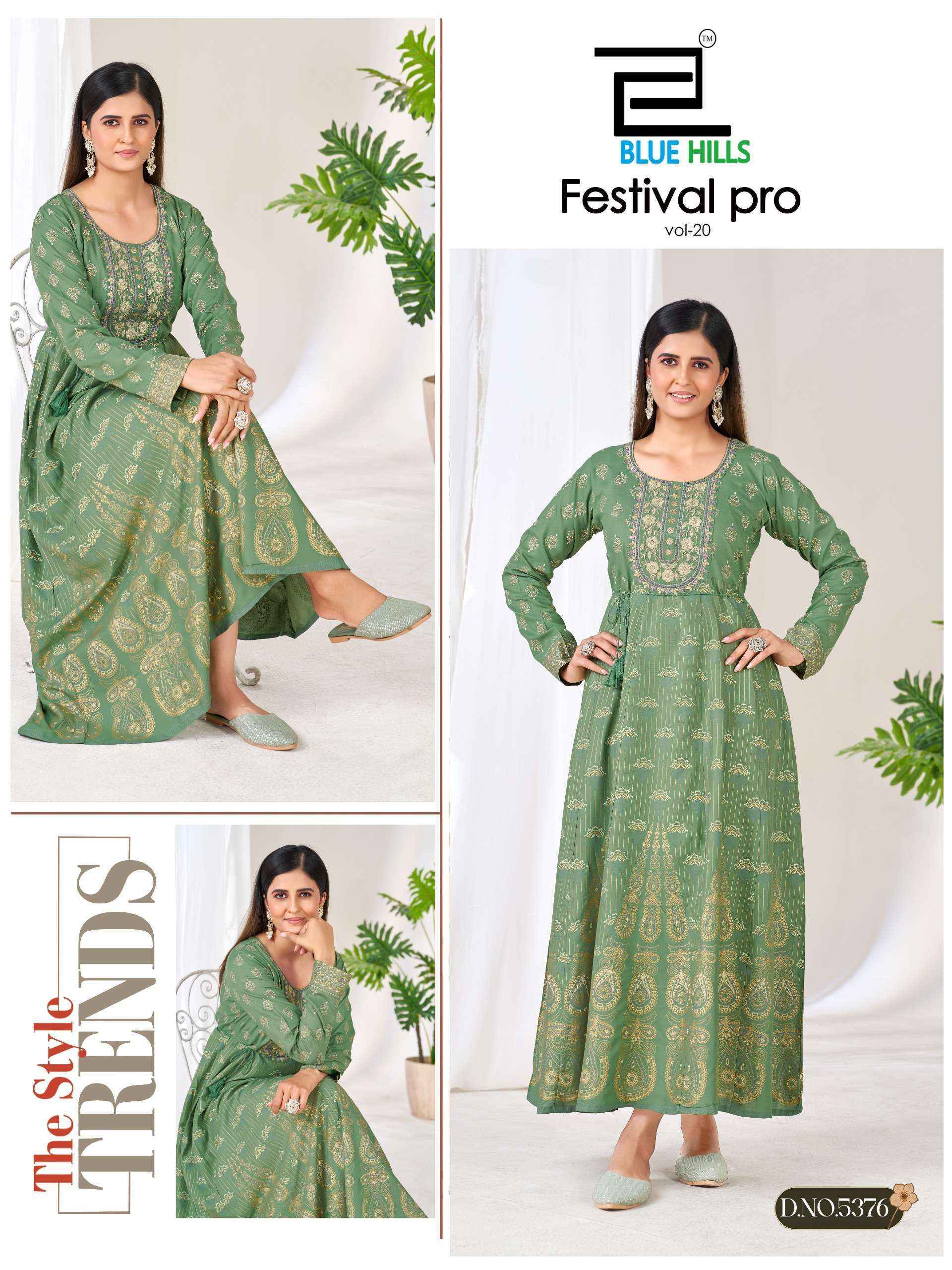 Blue Hills Festival Pro Vol-20 Rayon Anarkali Gown (6 pcs Catalogue)