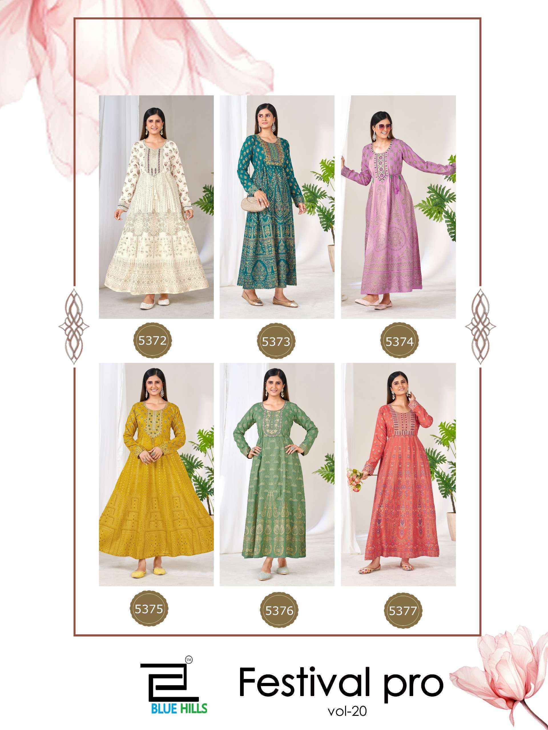 Blue Hills Festival Pro Vol-20 Rayon Anarkali Gown (6 pcs Catalogue)