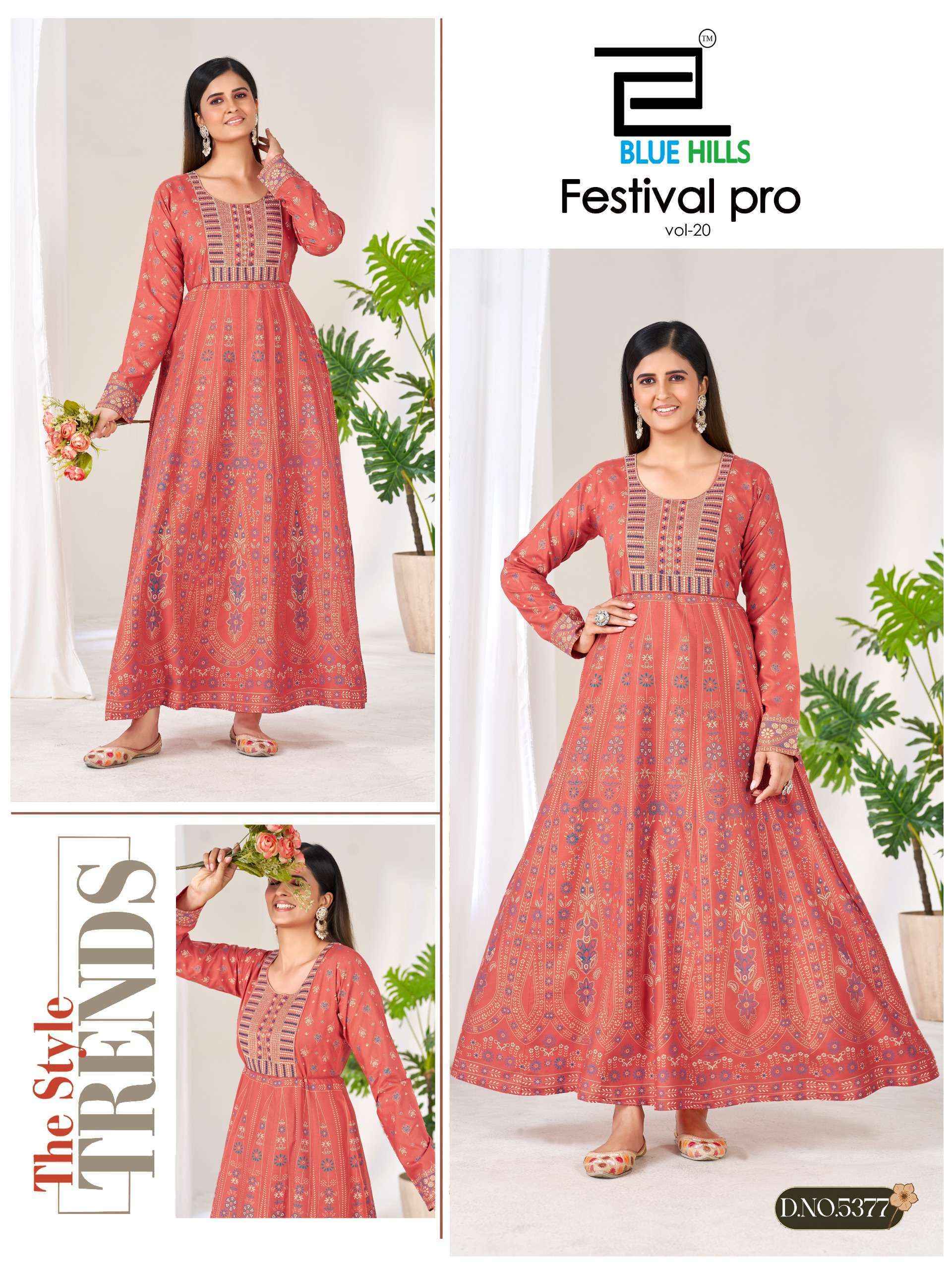 Blue Hills Festival Pro Vol-20 Rayon Anarkali Gown (6 pcs Catalogue)