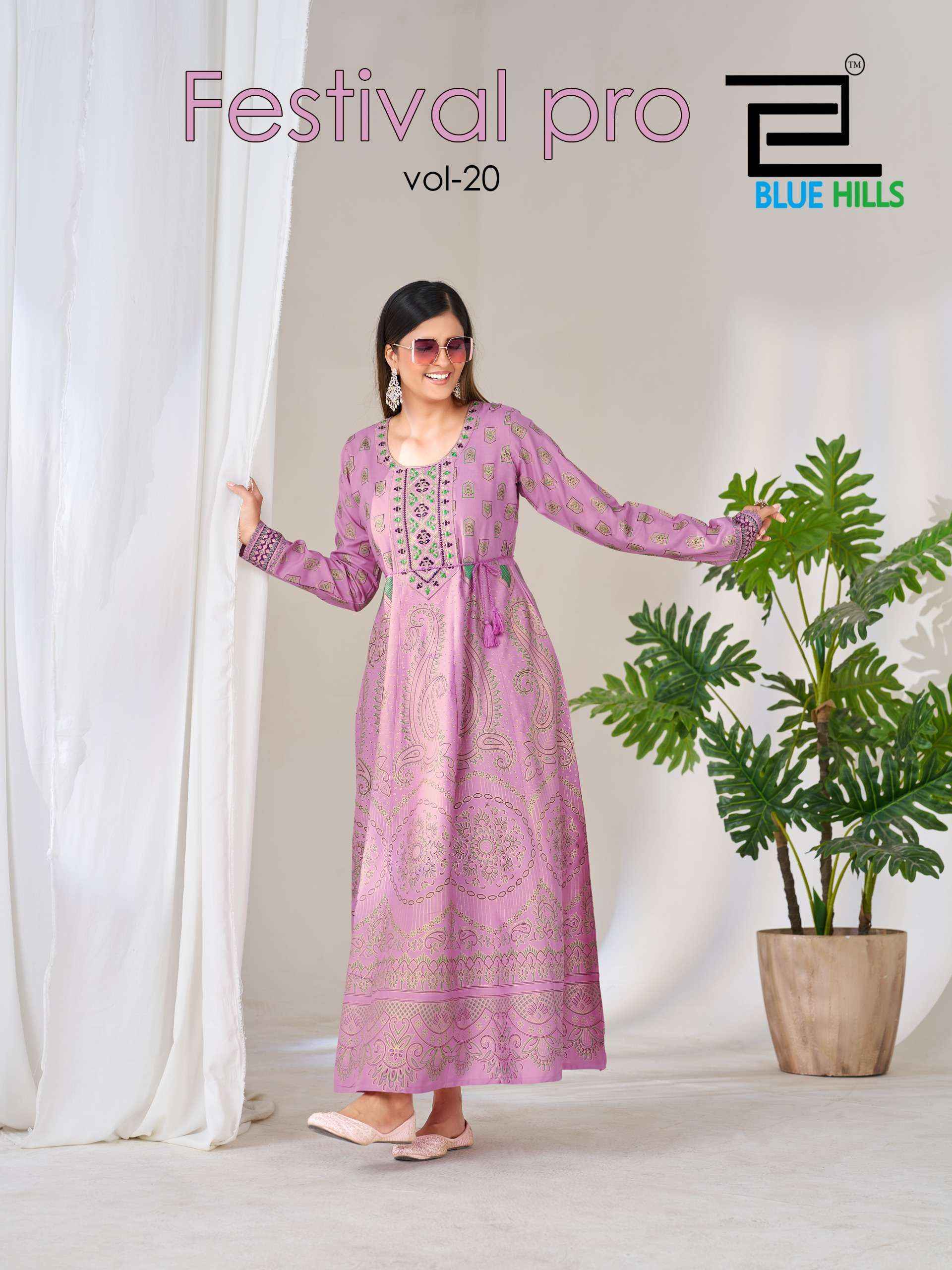 Blue Hills Festival Pro Vol-20 Rayon Anarkali Gown (6 pcs Catalogue)