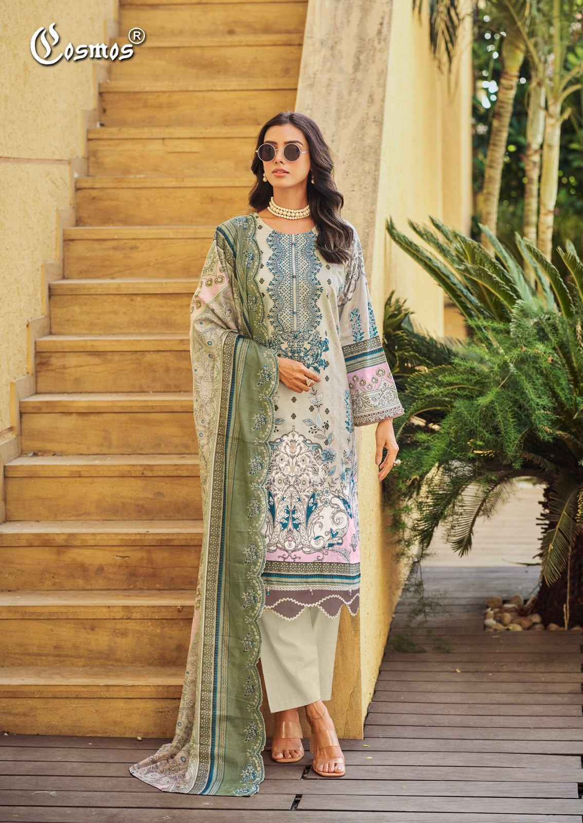 Cosmos Needle Wonder Vol-5 Lawn Cotton Dress Material (8 pcs Catalogue)