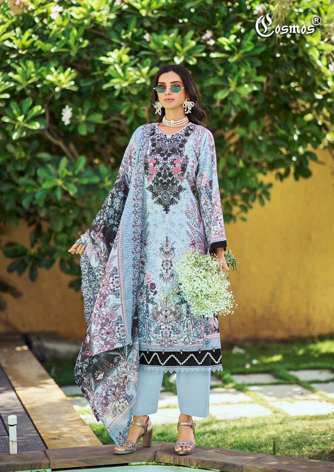 Cosmos Needle Wonder Vol-5 Lawn Cotton Dress Material (8 pcs Catalogue)