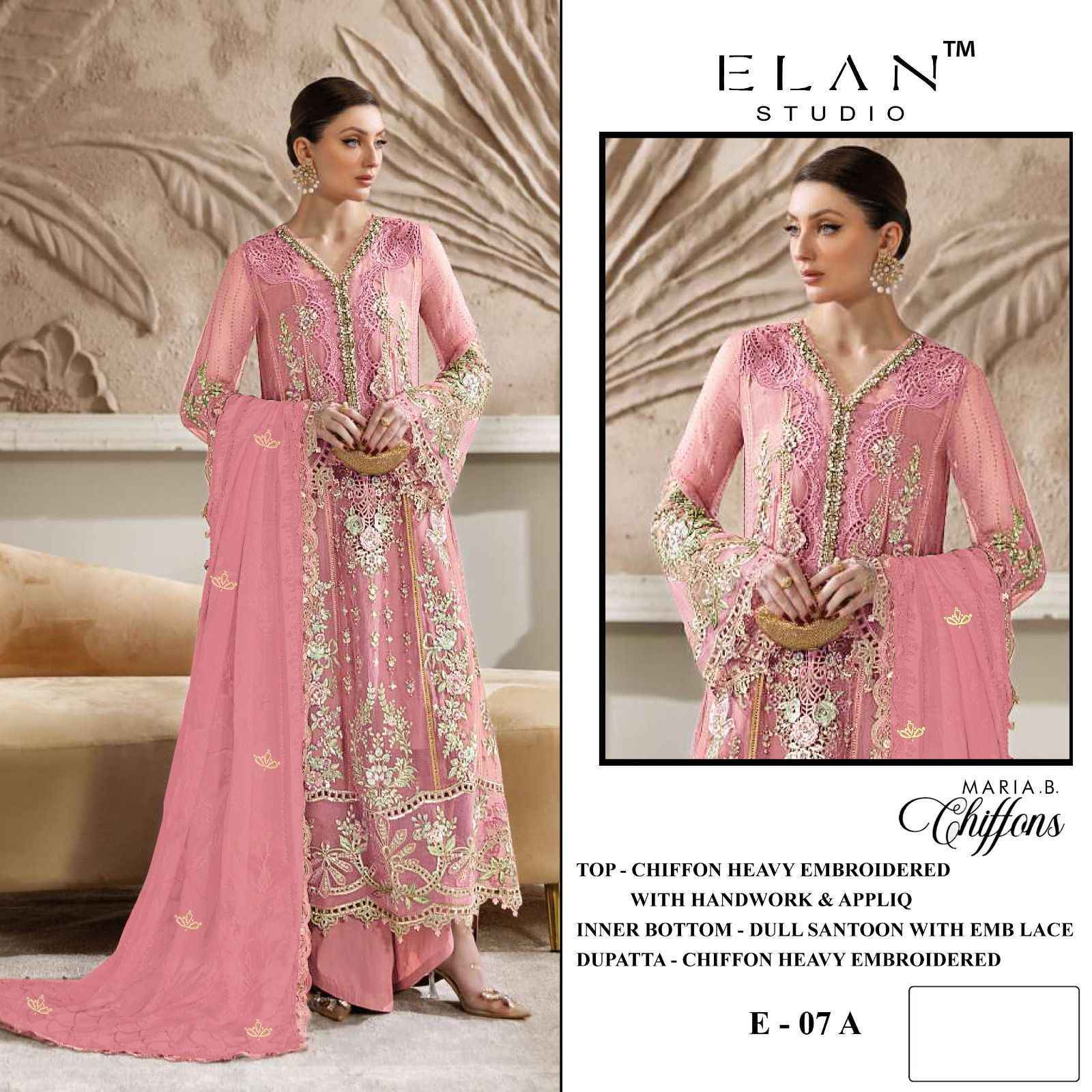 Elan Studio D No E-07 Chiffon Dress Material (4 pcs Catalogue)