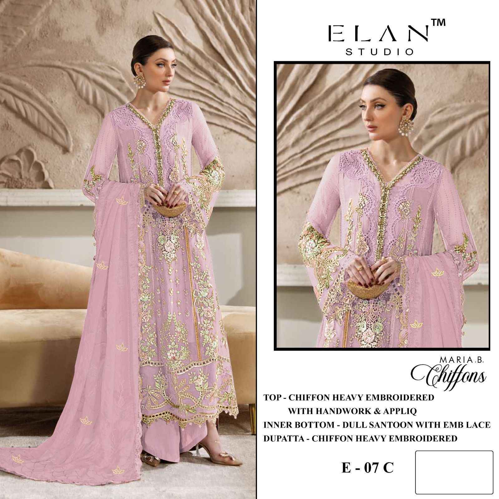 Elan Studio D No E-07 Chiffon Dress Material (4 pcs Catalogue)