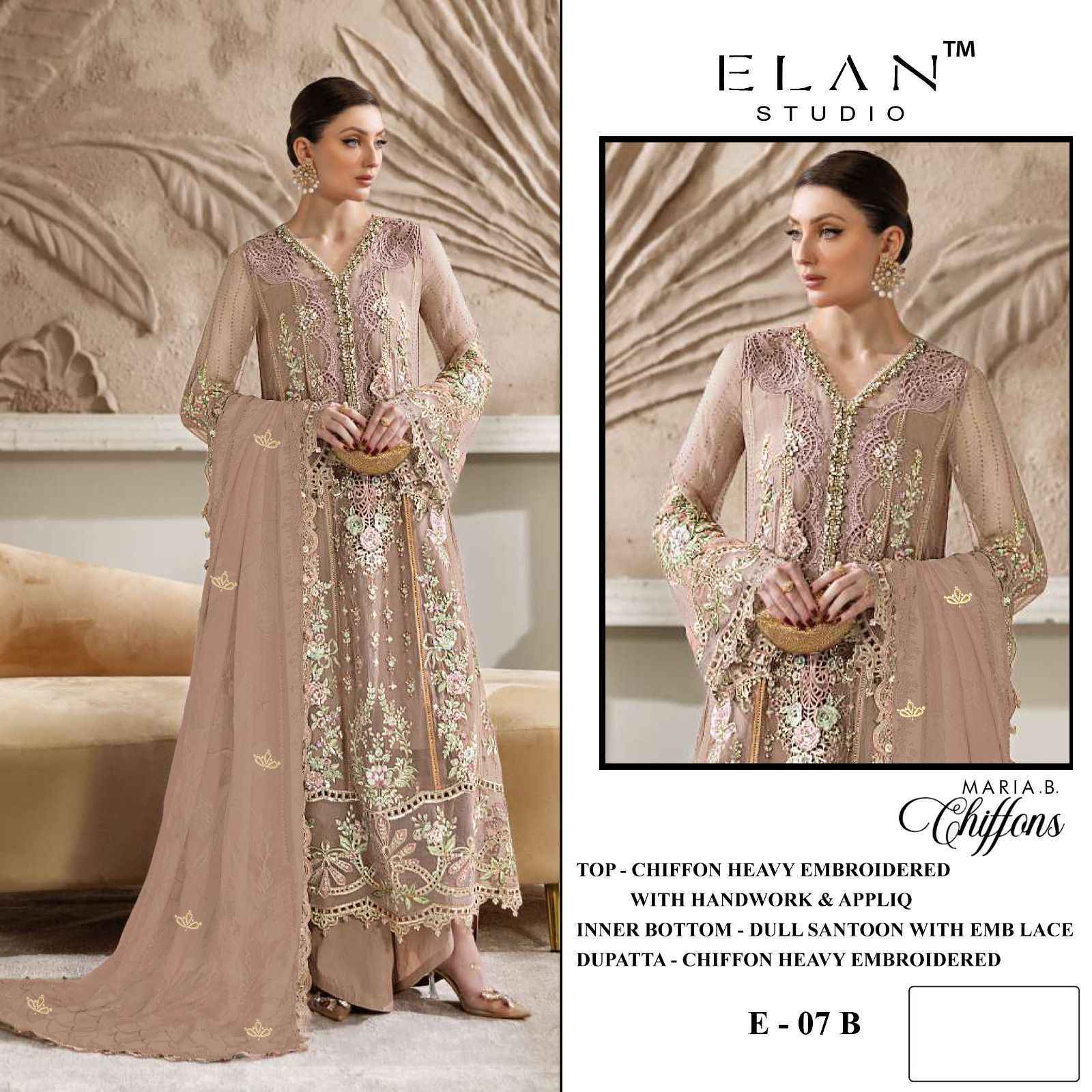 Elan Studio D No E-07 Chiffon Dress Material (4 pcs Catalogue)