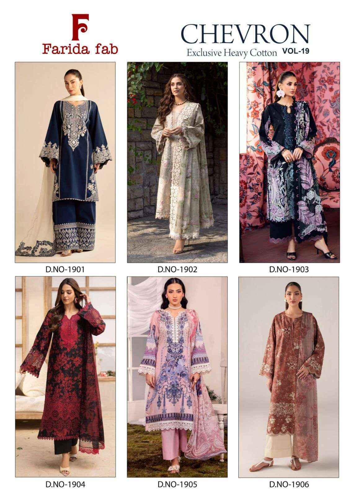 Farida Fab Chevron Vol-19 Cotton Dress Material (6 pcs Catalogue)