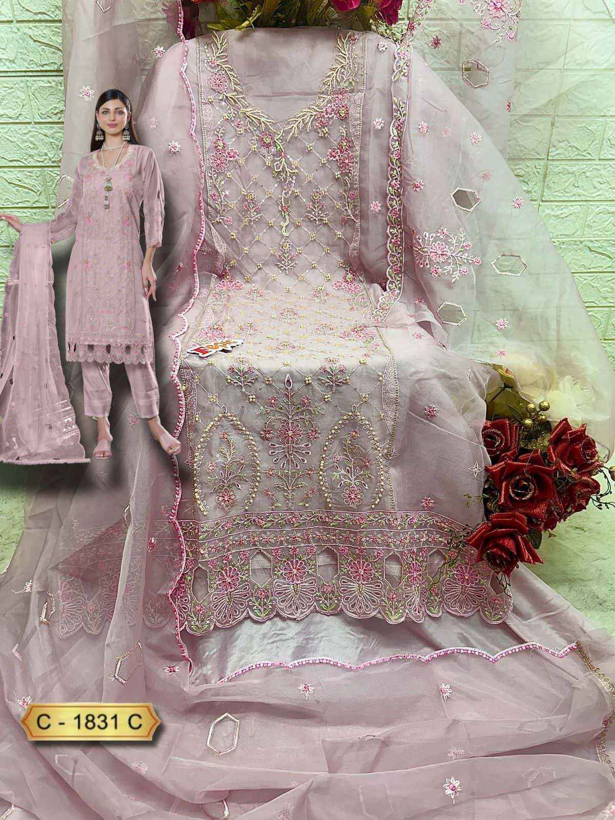 Fepic Rosemeen C-1831 Organza Dress Material (4 pcs Catalogue)
