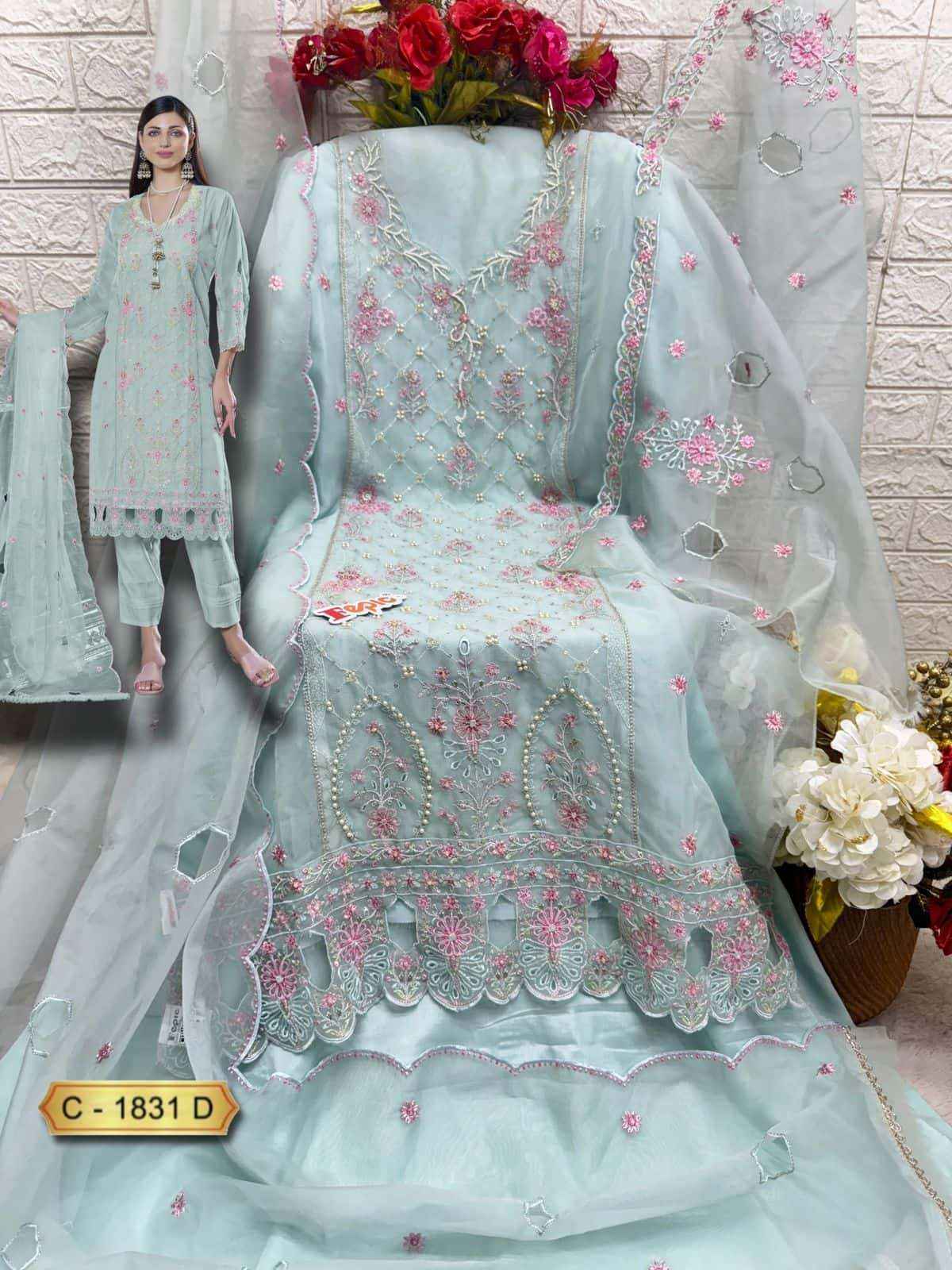 Fepic Rosemeen C-1831 Organza Dress Material (4 pcs Catalogue)