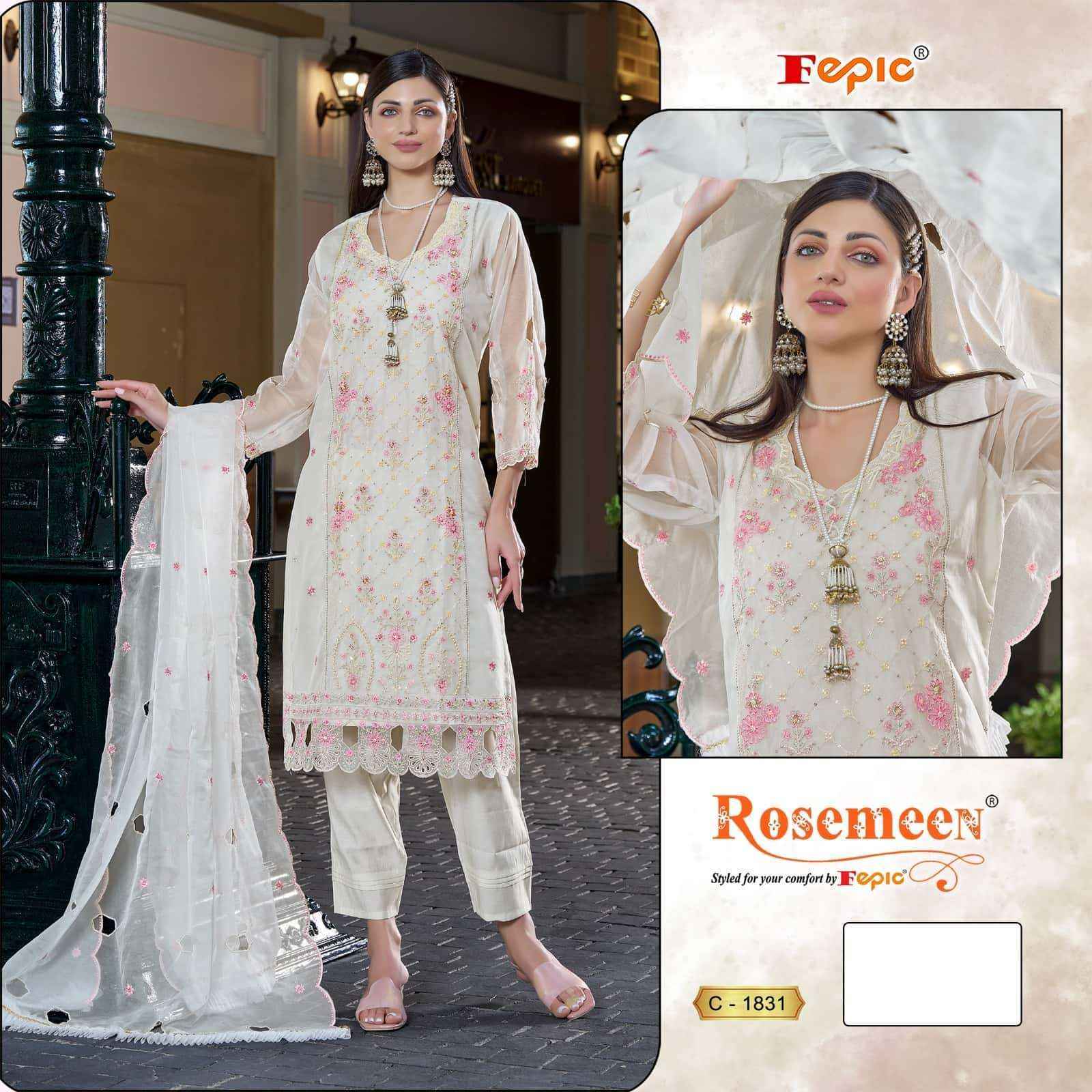 Fepic Rosemeen C-1831 Organza Dress Material (4 pcs Catalogue)