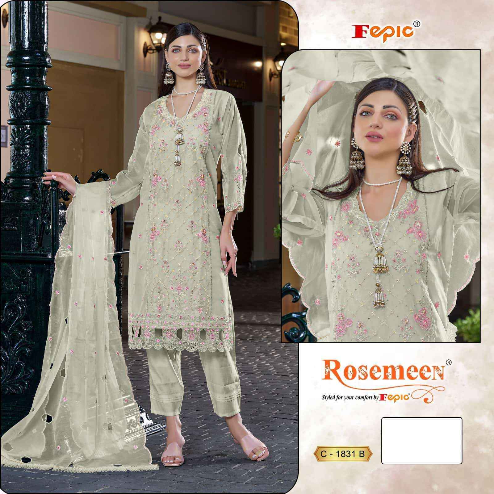 Fepic Rosemeen C-1831 Organza Dress Material (4 pcs Catalogue)